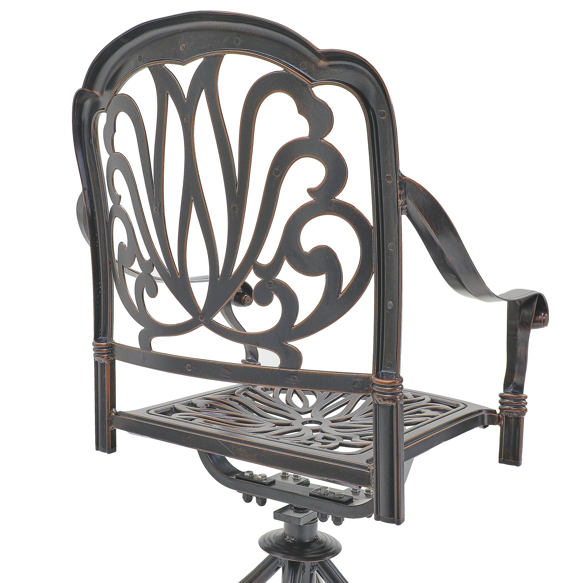 Alt View 1. Mondawe - Set of 2 Cast Aluminum Swivel Bar Stools - Bronze.