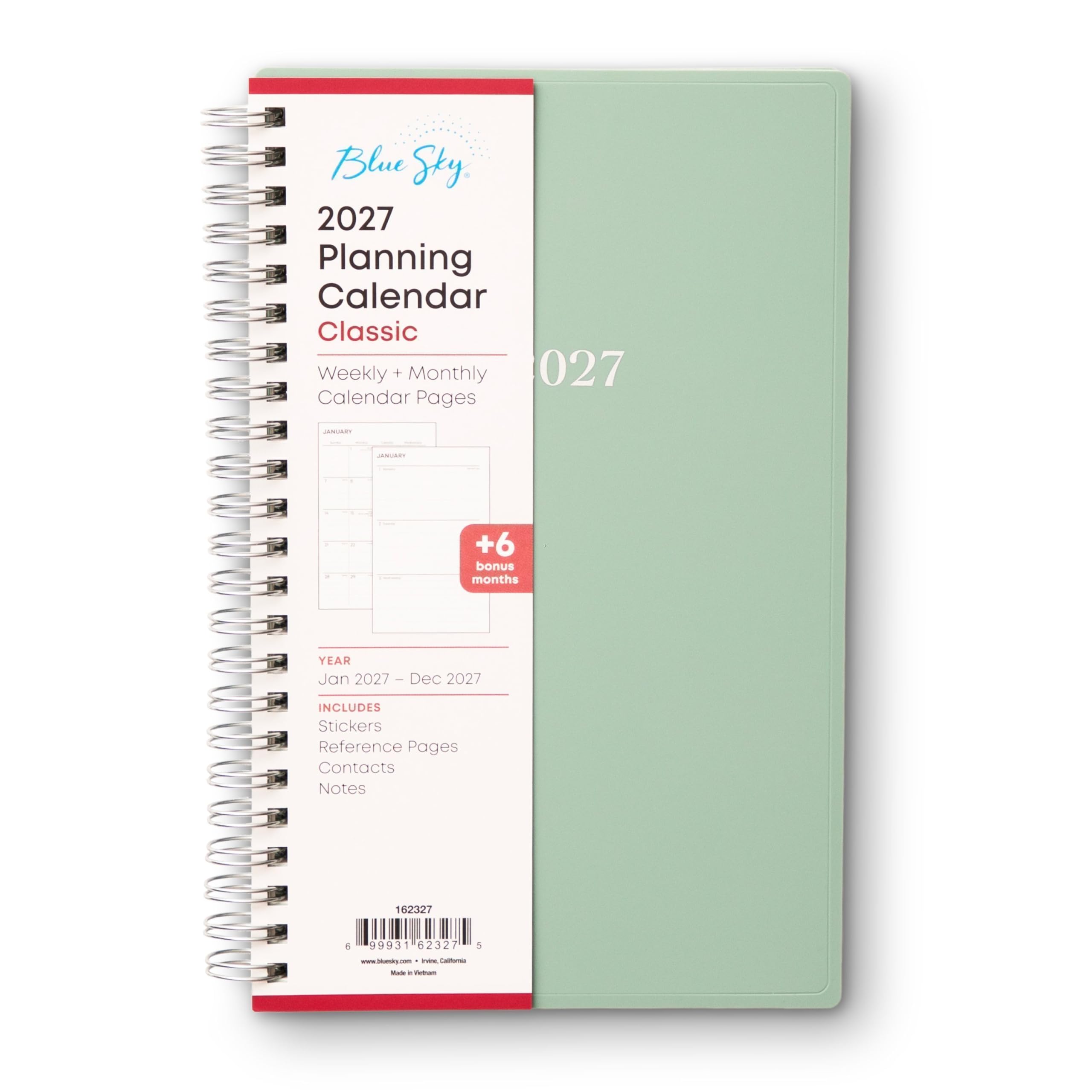 Blue Sky. 2027 Planning Calendar Classic Weekly + Monthly 027 Calendar Pages

JANUARY
JANUARY
+6 bonus months
YEAR Jan 2027 - Dec 2027
INCLUDES Stickers Reference Pages Contacts Notes
162327
e
99931 62327
5
... blownoky.com THE Dattying
... it INATION