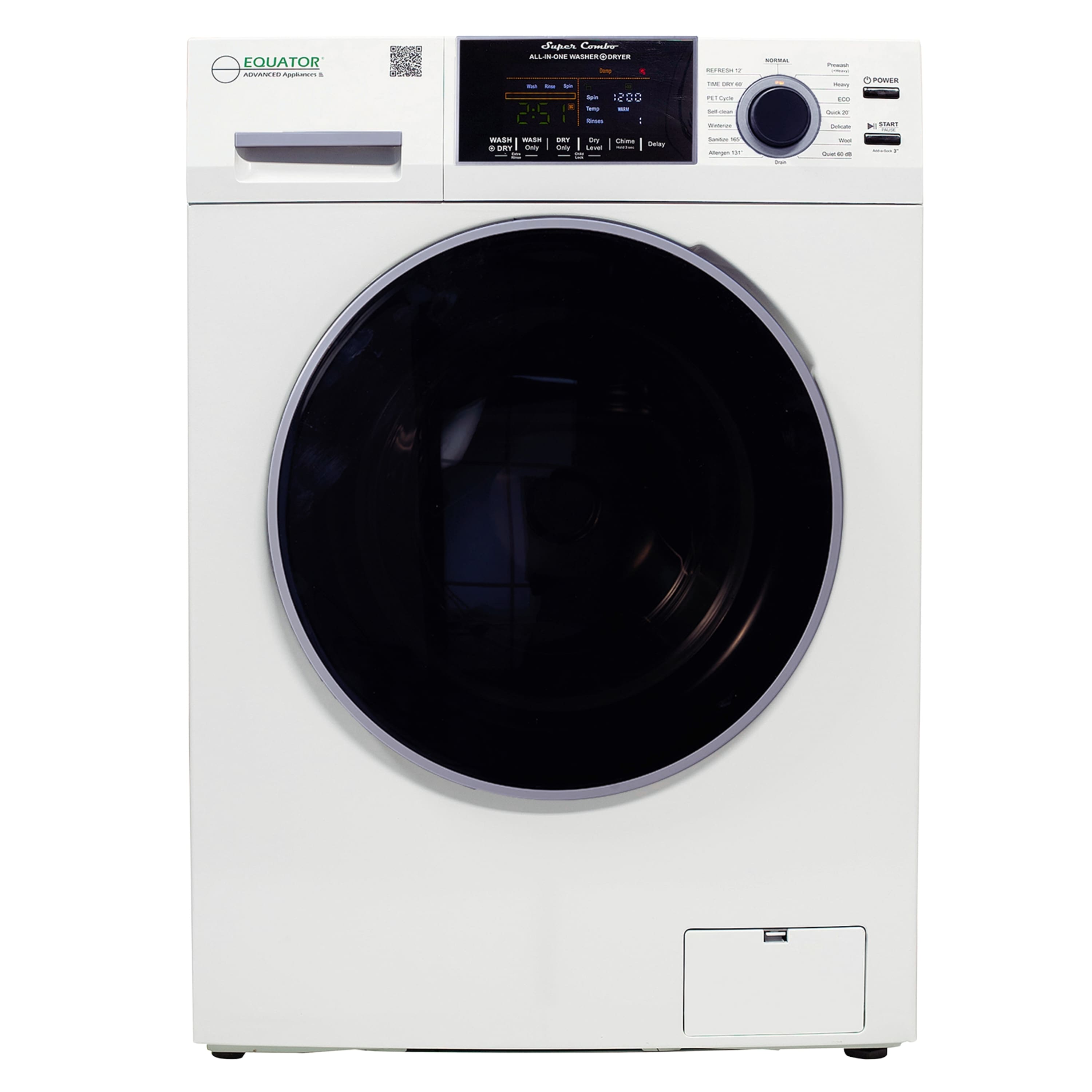 Equator - 1.62 cu ft. VENTED All-in-One Combo Washer Electric Dryer 30% FASTER than Condense - RV Ready 110V - EZ 4800 - White
