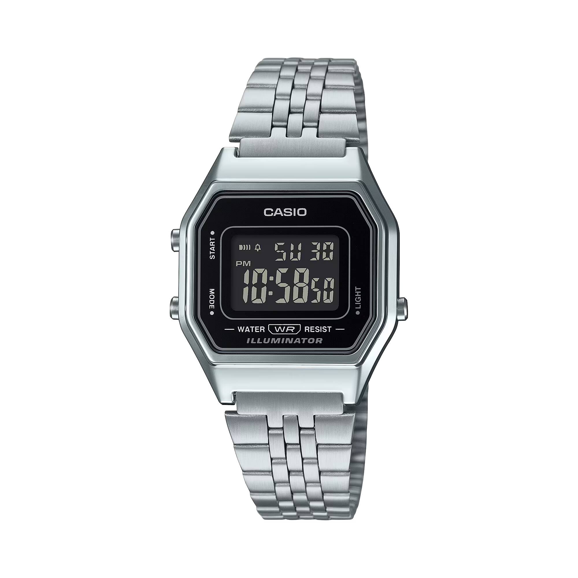 CASIO  
START  
PM 10:58:50  
5U 30  
LIGHT  
WATER RESIST  
ILLUMINATOR