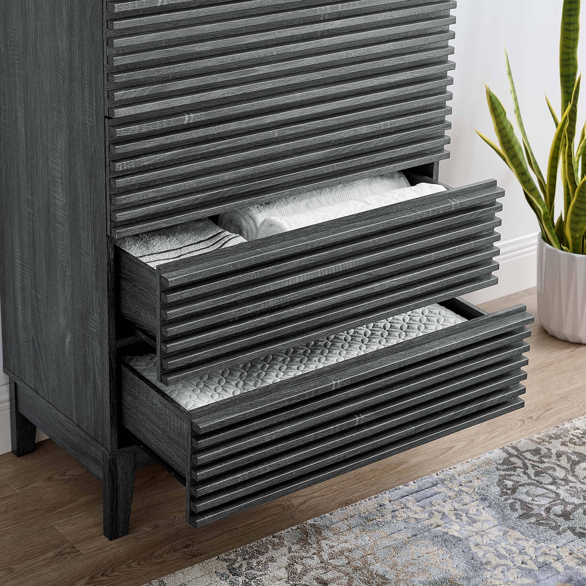 Back. Modway - Render 5-Drawer Dresser Chest by Modway - Charcoal.