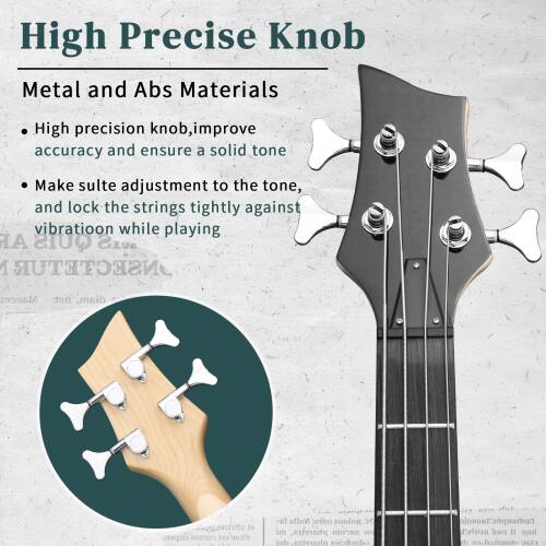 High Precise Knob  
Metal and Abs Materials

- High precision knob, improve accuracy and ensure a solid tone
- Make suitable adjustment to the tone, and lock the strings tightly against vibration while playing