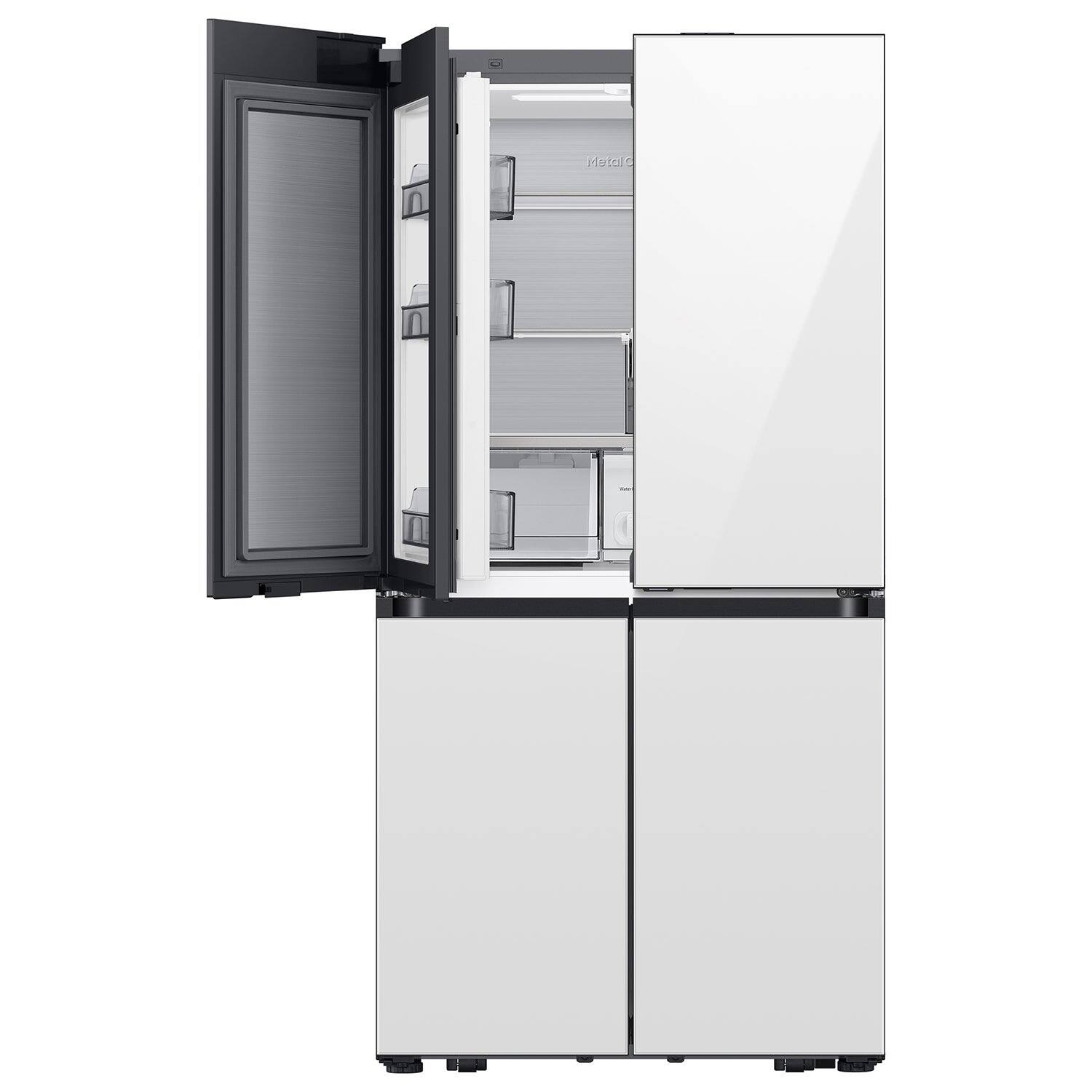 Alt View 18. Samsung - Bespoke 22 cu. ft. Counter Depth 4-Door French Door Refrigerator with Zero Clearance Fit - White Glass.