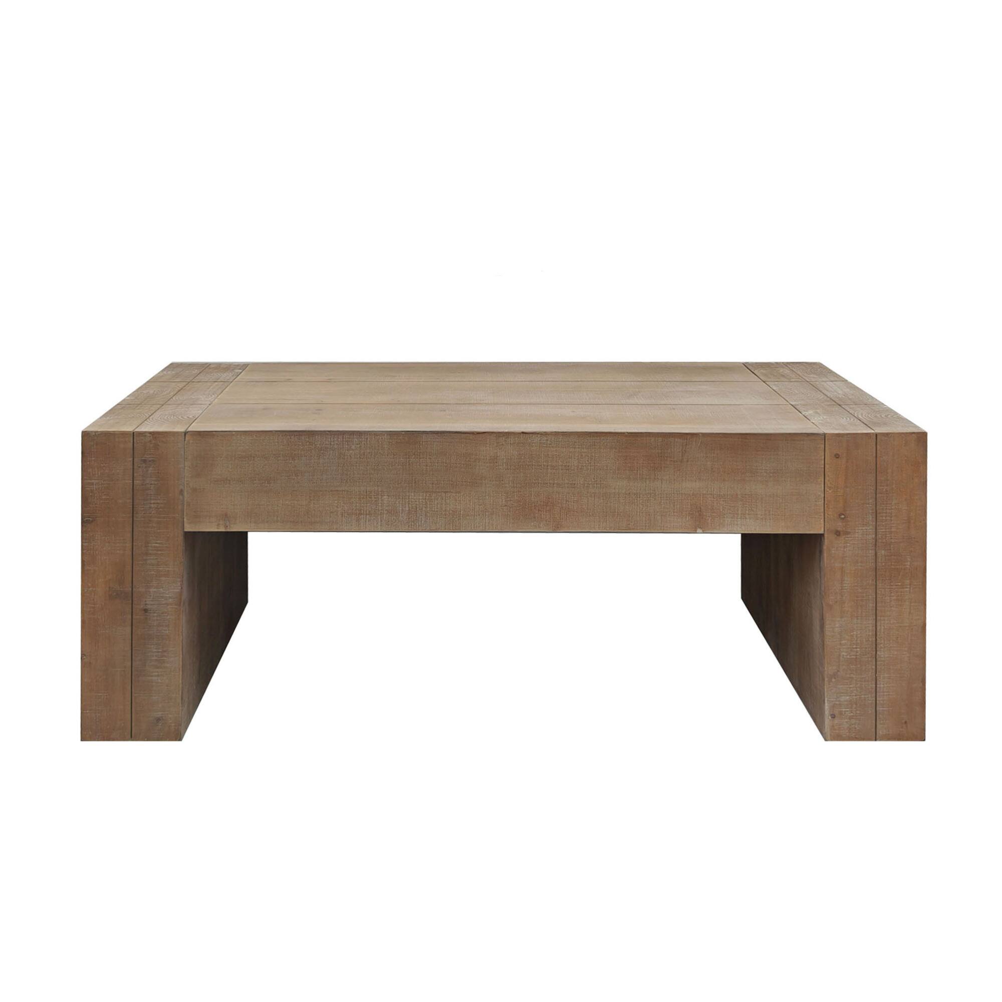 Left. GOODSILO - Rustic Farmhouse Coffee Table with Distressed Finish Perfect for Living Room Decor - Natural Wood.