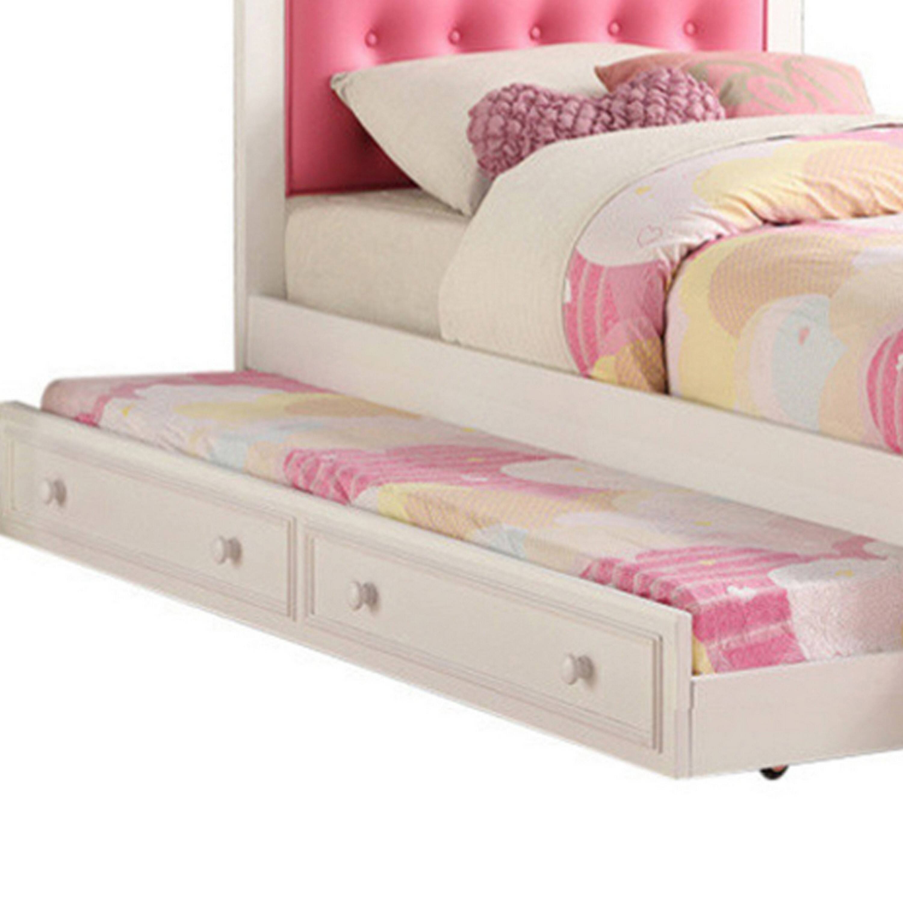 Alt View 1. Manhattan Lane - Cherub Twin Size Bed With Trundle - Pink & White.