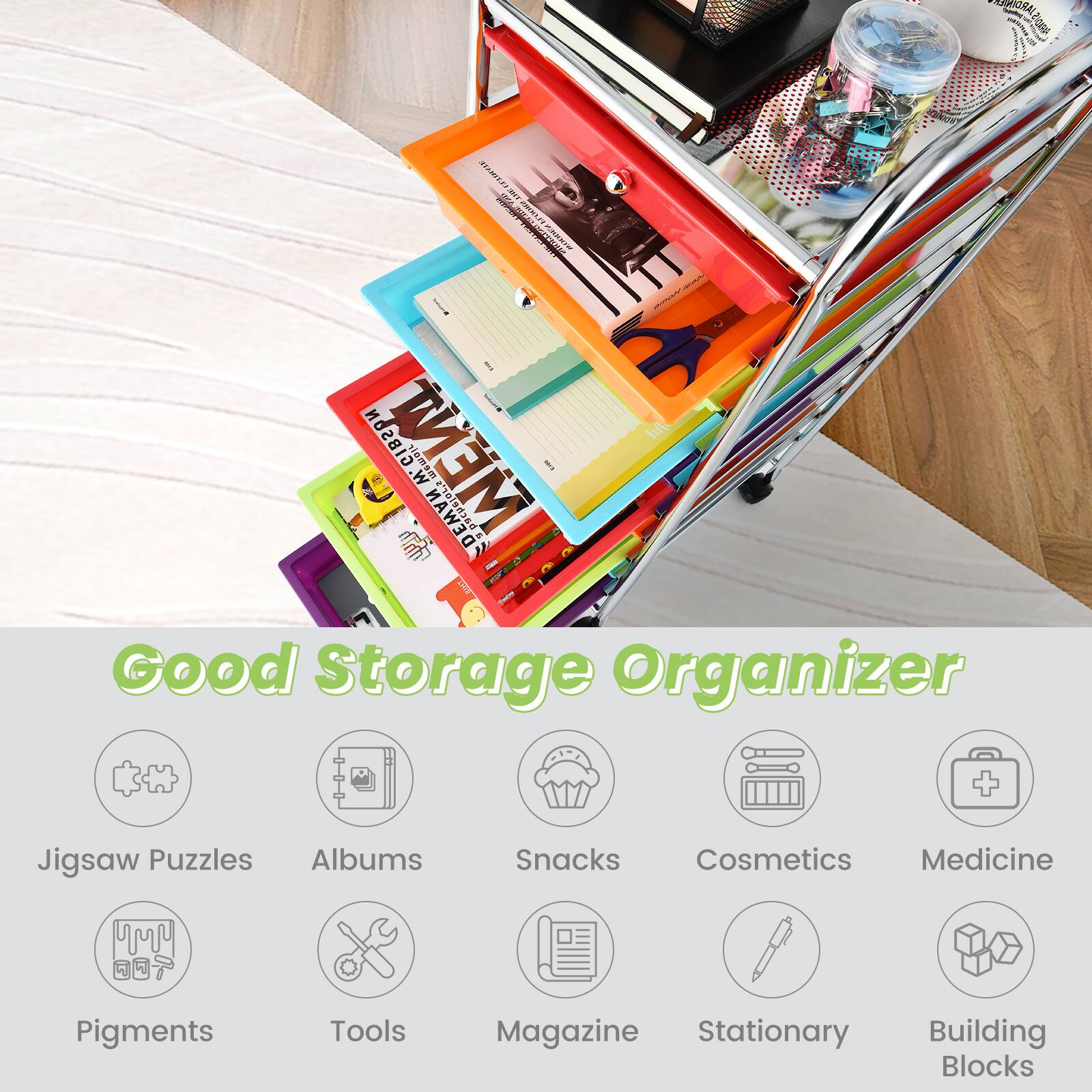Good Storage Organizer + Jigsaw Puzzles + Albums + Snacks + Cosmetics + Medicine + Pigments + Tools + Magazine + Stationary + Building Blocks
