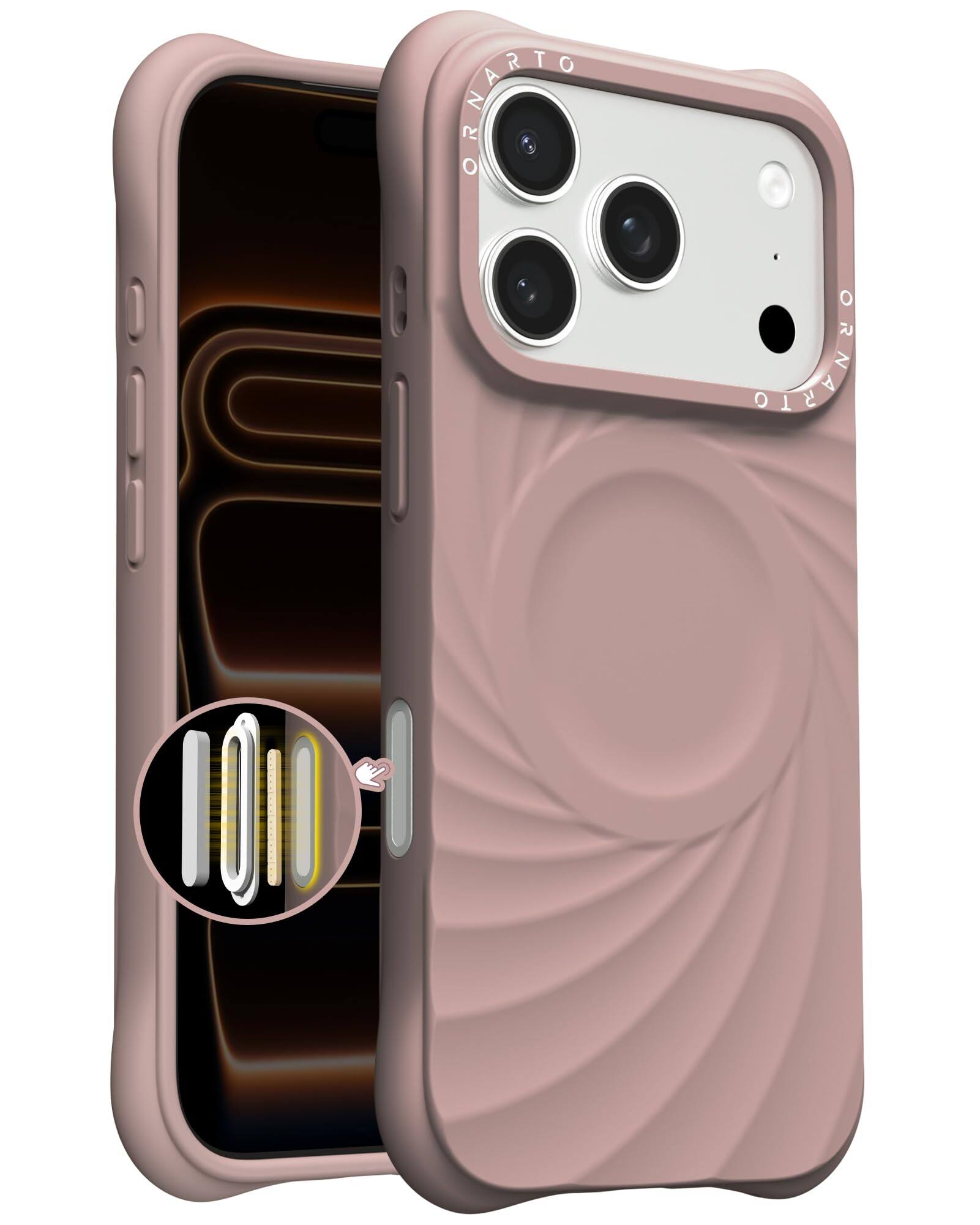 Alt View 1. Ornarto - ORNARTO Vortuxe for iPhone 17 Pro Max Case 6.9" and for AirPods Pro 2 Case in Latte - Latte.
