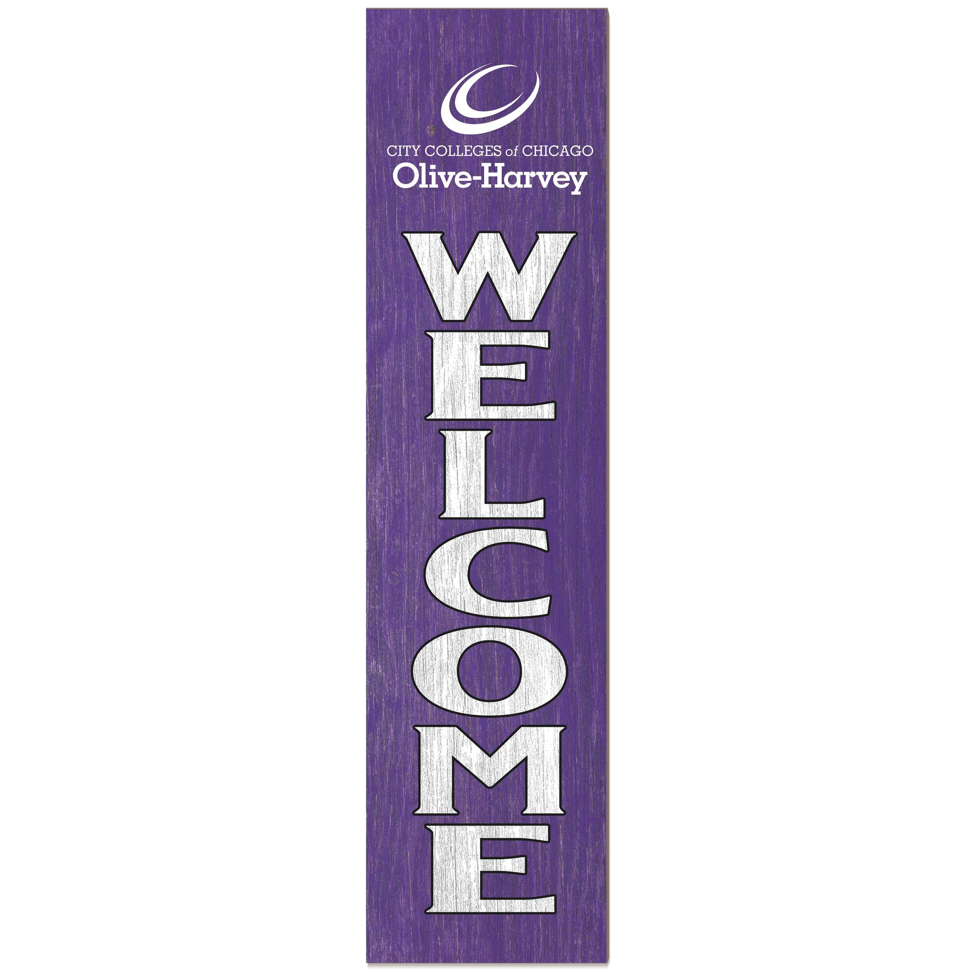 Olive-Harvey College Purple Panthers 12" x 48" Outdoor Leaner Welcome Sign