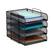Front. Mind Reader - Stackable Paper Tray, Desktop Organizer, File Storage, Office, Metal Mesh, 10.5"L x13.5"W x11.25"H, 4 Pcs. - Black.