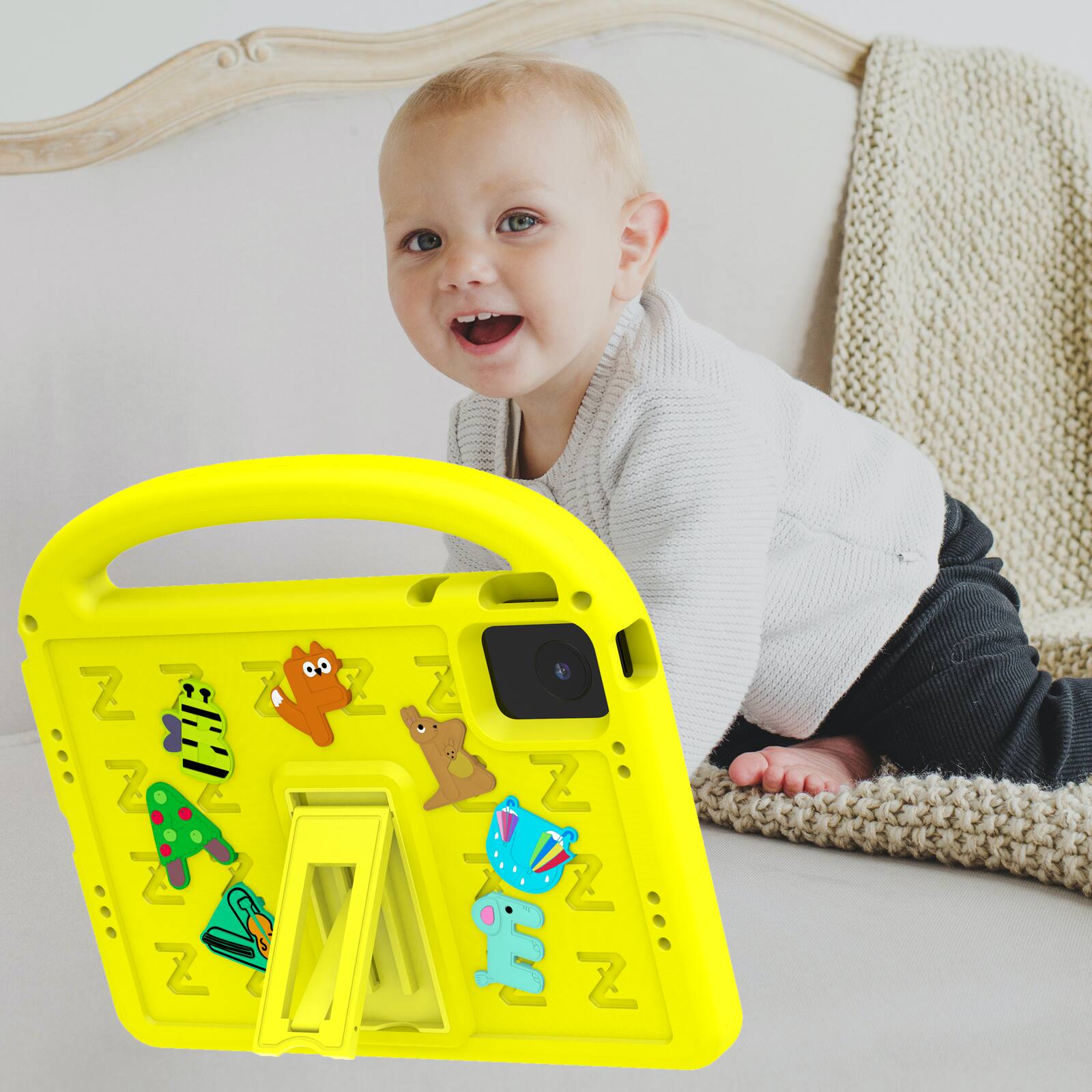Alt View 5. Dteck - Kids Shock-absorbent TPU Tablet Case for Lenovo Tab M11 2024 11" with Shoulder Strap & Pen Holder Back Cover - Yellow.