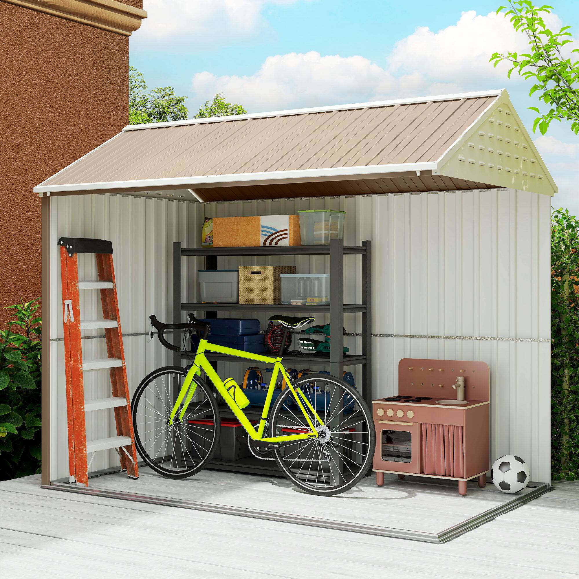 Alt View 8. Outsunny - x 6' Metal Garden Storage Shed, Extra Large Outdoor Tool Storage House w/ Doors.