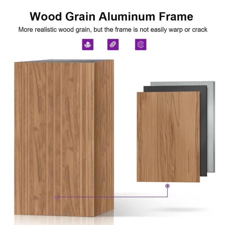 Wood Grain Aluminum Frame

More realistic wood grain, but the frame is not easily warp or crack