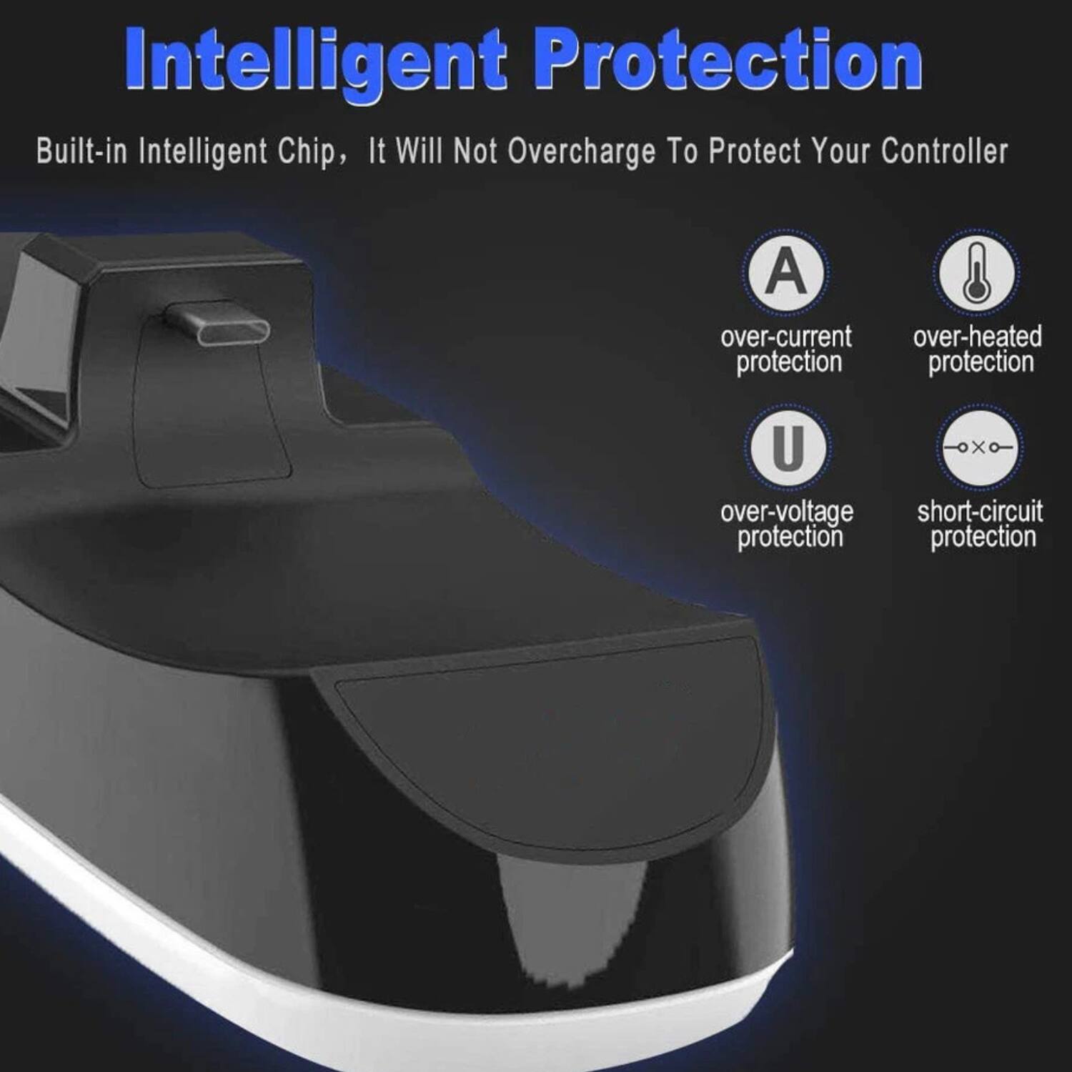 Intelligent Protection

Built-in Intelligent Chip, It Will Not Overcharge To Protect Your Controller

- A: over-current protection
- U: over-voltage protection
- over-heated protection
- short-circuit protection