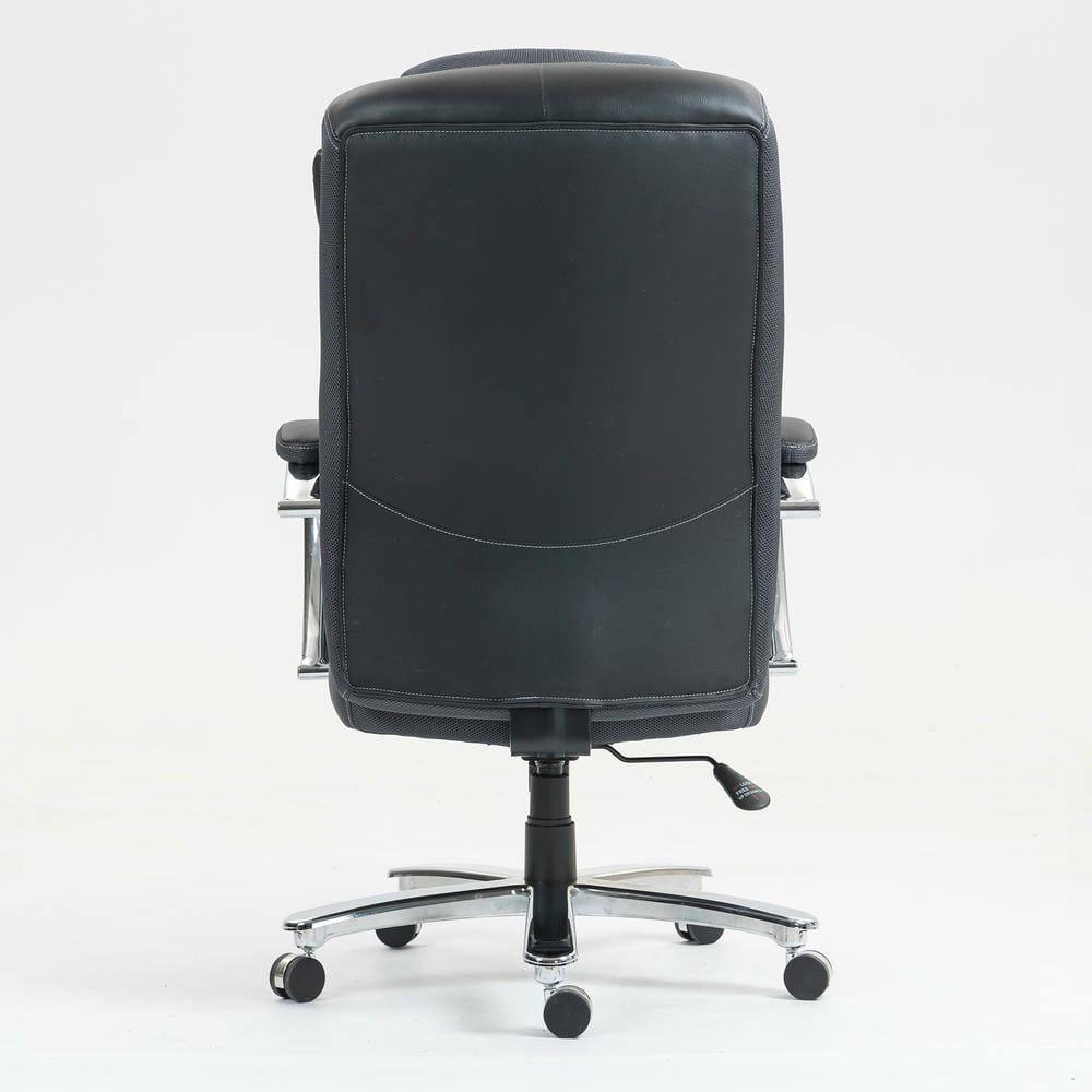 Alt View 2. Kadyn - High Back PU Leather Office Chair, Ergonomic Lumbar Support, 4-Level Gas Lift, Executive Desk Chair, Black - Black.