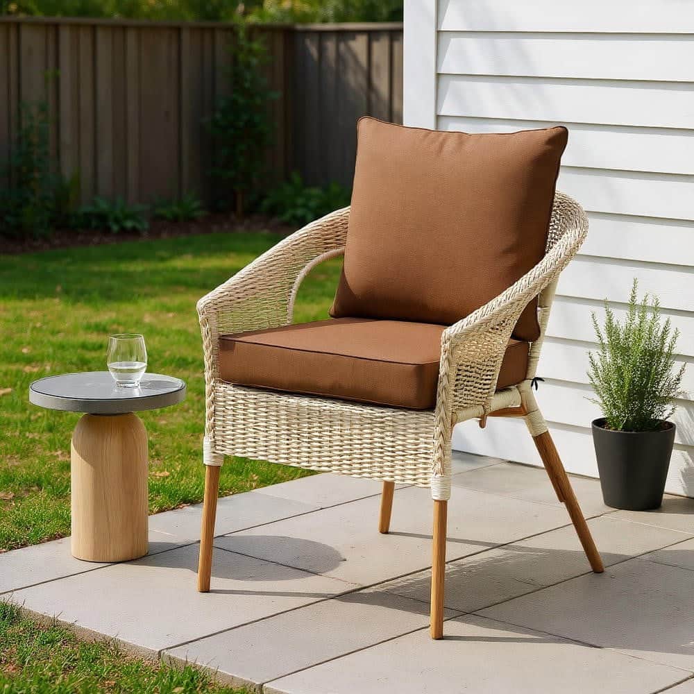 Kadyn - Patio Chair Cushions Outdoor Chair PadsDeep Seat Chair Cushion Pads Set with Rope Belts for Indoor and OutdoorBrown - Brown