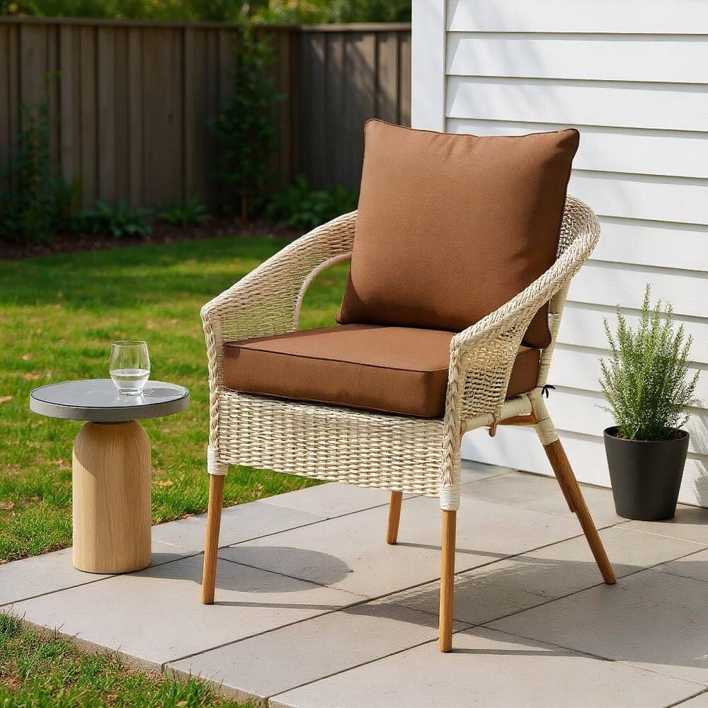 Front. Kadyn - Patio Chair Cushions Outdoor Chair PadsDeep Seat Chair Cushion Pads Set with Rope Belts for Indoor and OutdoorBrown - Brown.