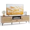 Front. Costway - Costway Boho TV Stand for 65 Inch TVs Modern Entertainment Center with Drawer 2 Storage - Brown.