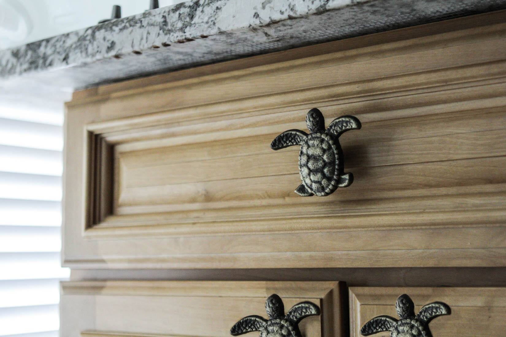 Alt View 5. Zeckos - Cast Iron Sea Turtle Drawer Pull Cabinet Knob Handle Beach Decor Set / 12 Bronze - Bronze.