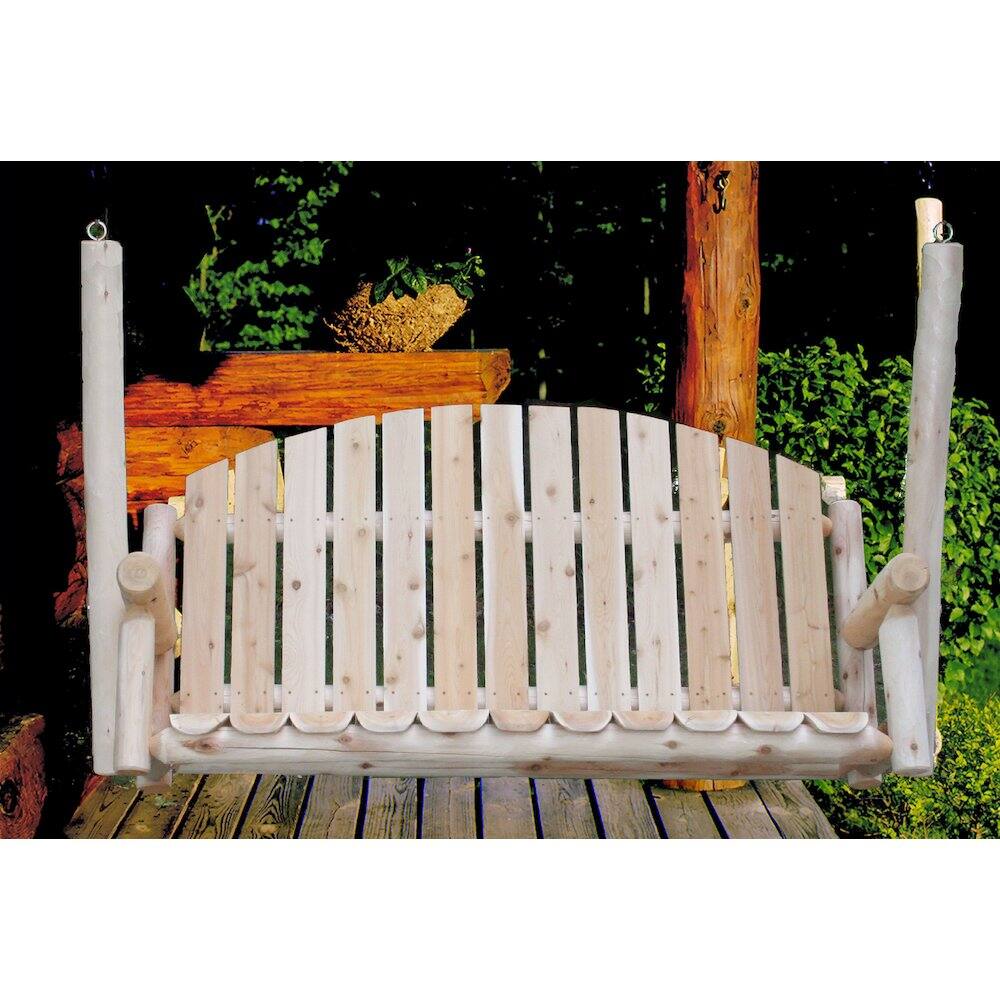 Alt View 4. Contoured Comfort - Cedar Log 5ft Country Garden Porch Swing - Brown.