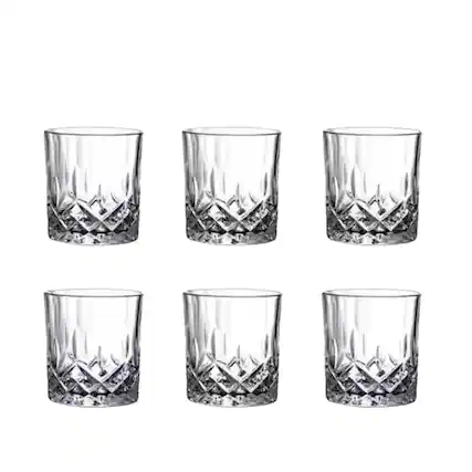 Front. Kitcheniva - Vintage Style Glass Whiskey Glasses - 7.4 oz (Set of 6) - Clear.