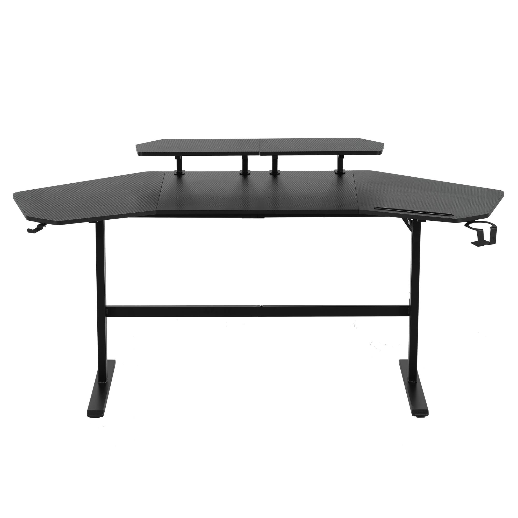 Alt View 8. GOODSILO - Premium Gaming Desk with Shelves and Accessory Holders for Enhanced Gaming Experience - Black.