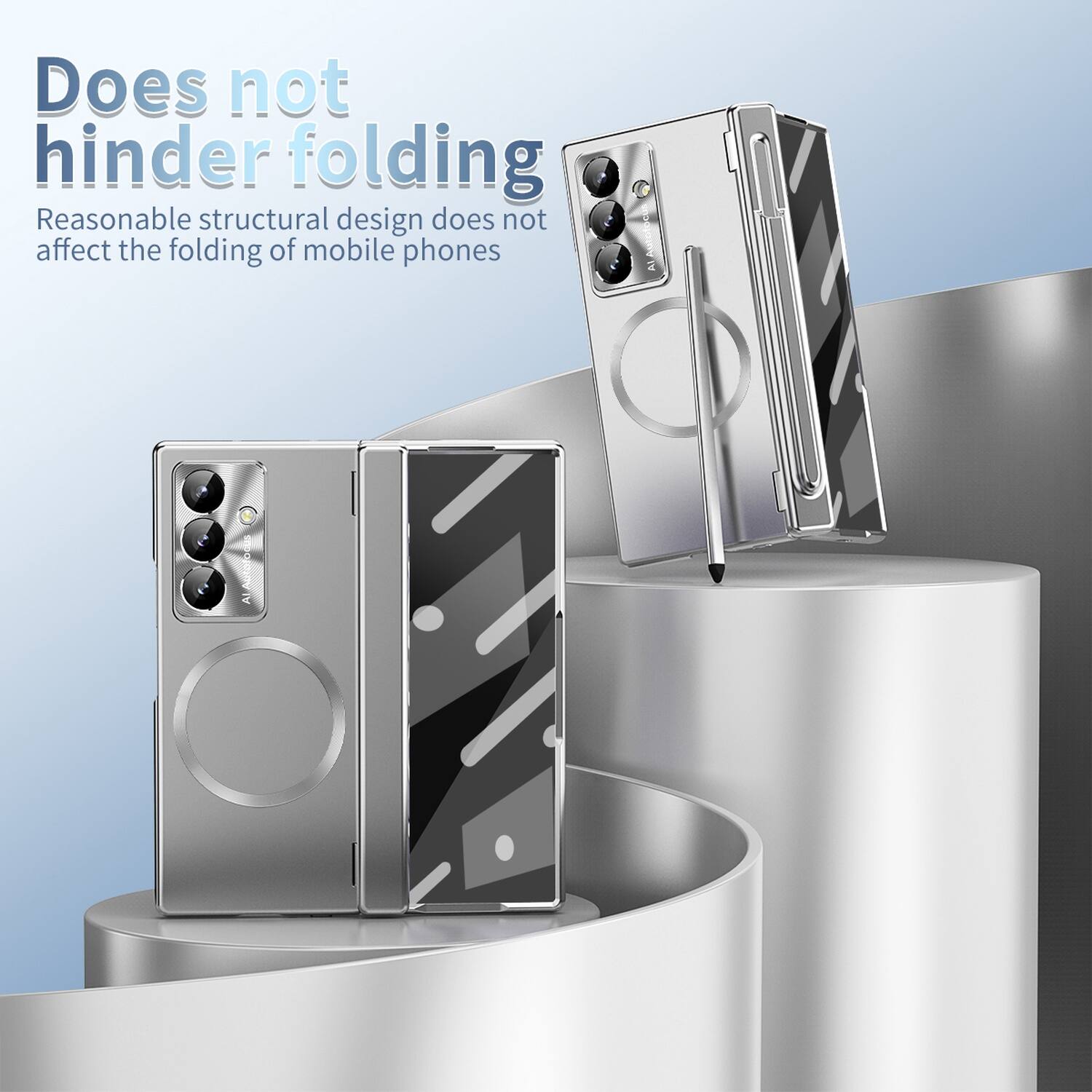 Does not hinder folding  
Reasonable structural design does not affect the folding of mobile phones