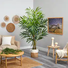 BreeBe - 8' King Palm Tree in Handmade Natural Jute & Cotton Planter - Green