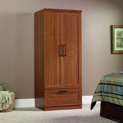 Front. Hivvago - Sienna Oak Wardrobe Clothes Storage Cabinet Armoire - Cherry.