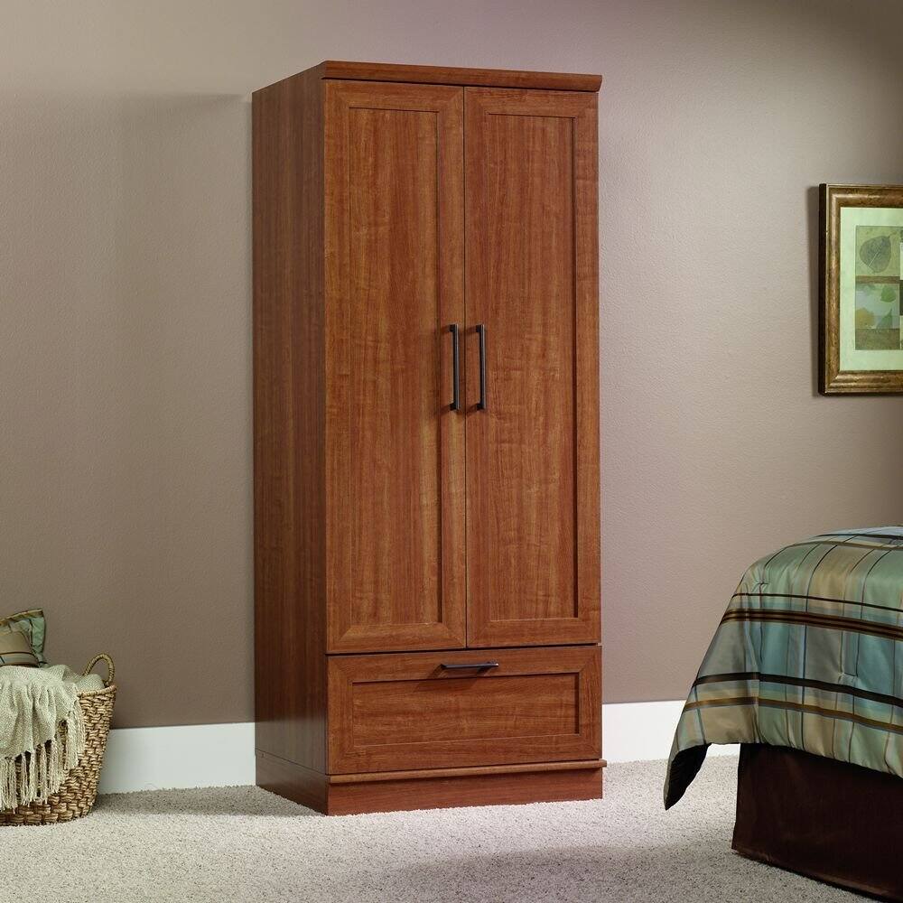 Front. Hivvago - Sienna Oak Wardrobe Clothes Storage Cabinet Armoire - Cherry.