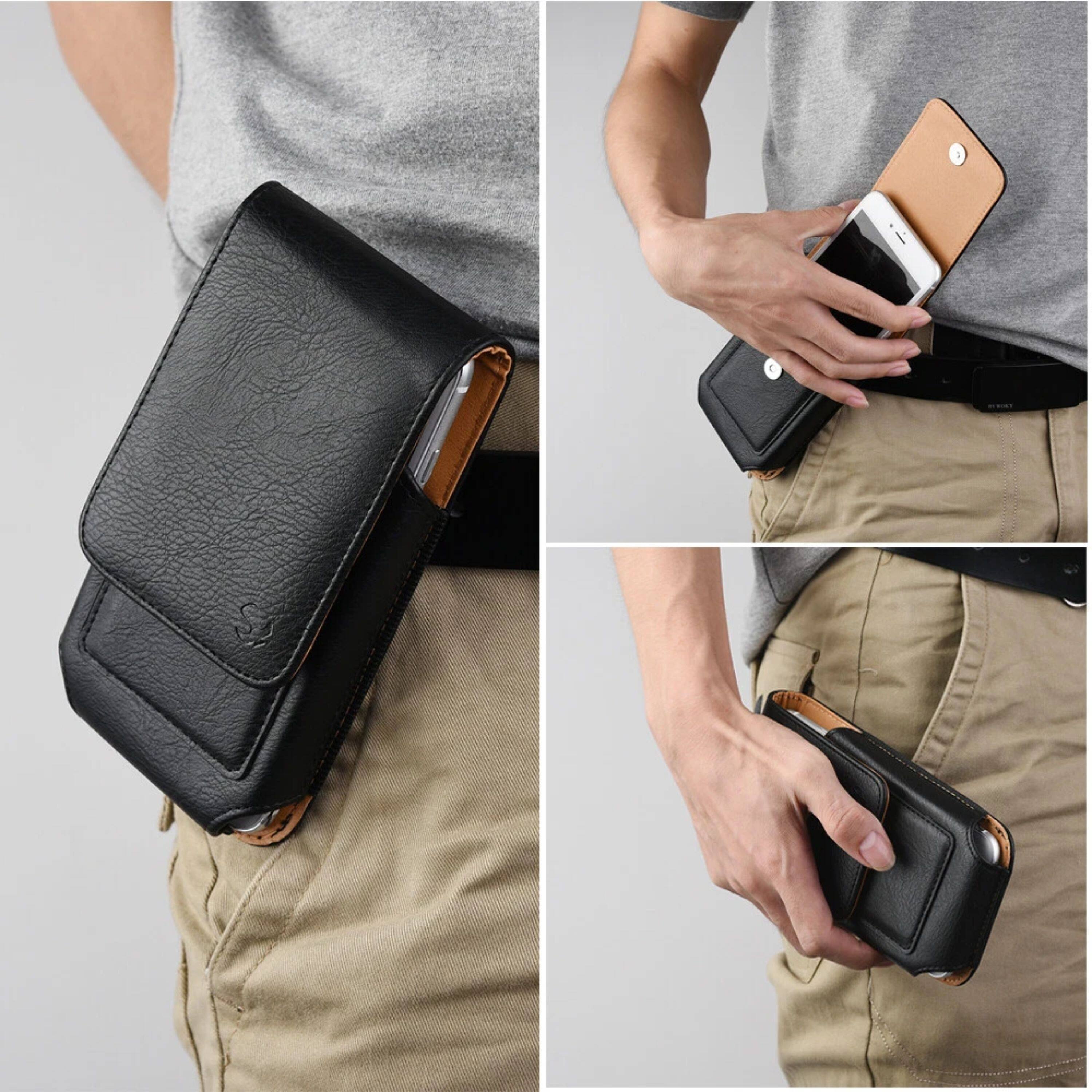 Alt View 1. Kitcheniva - Holster Swivel Belt Clip Leather Phone Case For Samsung Galaxy S25 Ultra - Black.