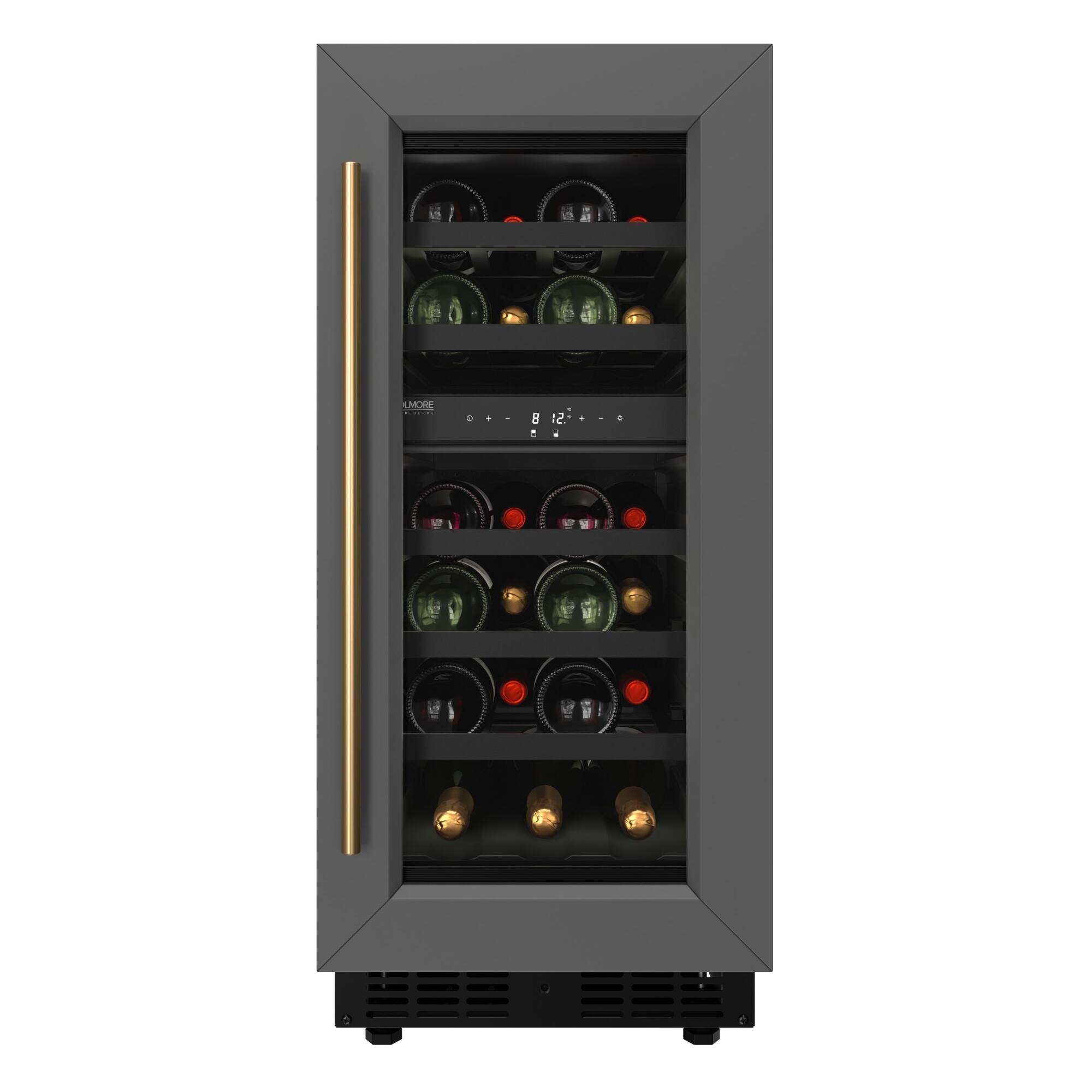 Left. Koolmore - KoolMore Reserve 15 in. Under-Counter Panel Ready Dual Zone Built-in Wine Cooler with Black Shelves, 23 Bottle Capacity - Black.