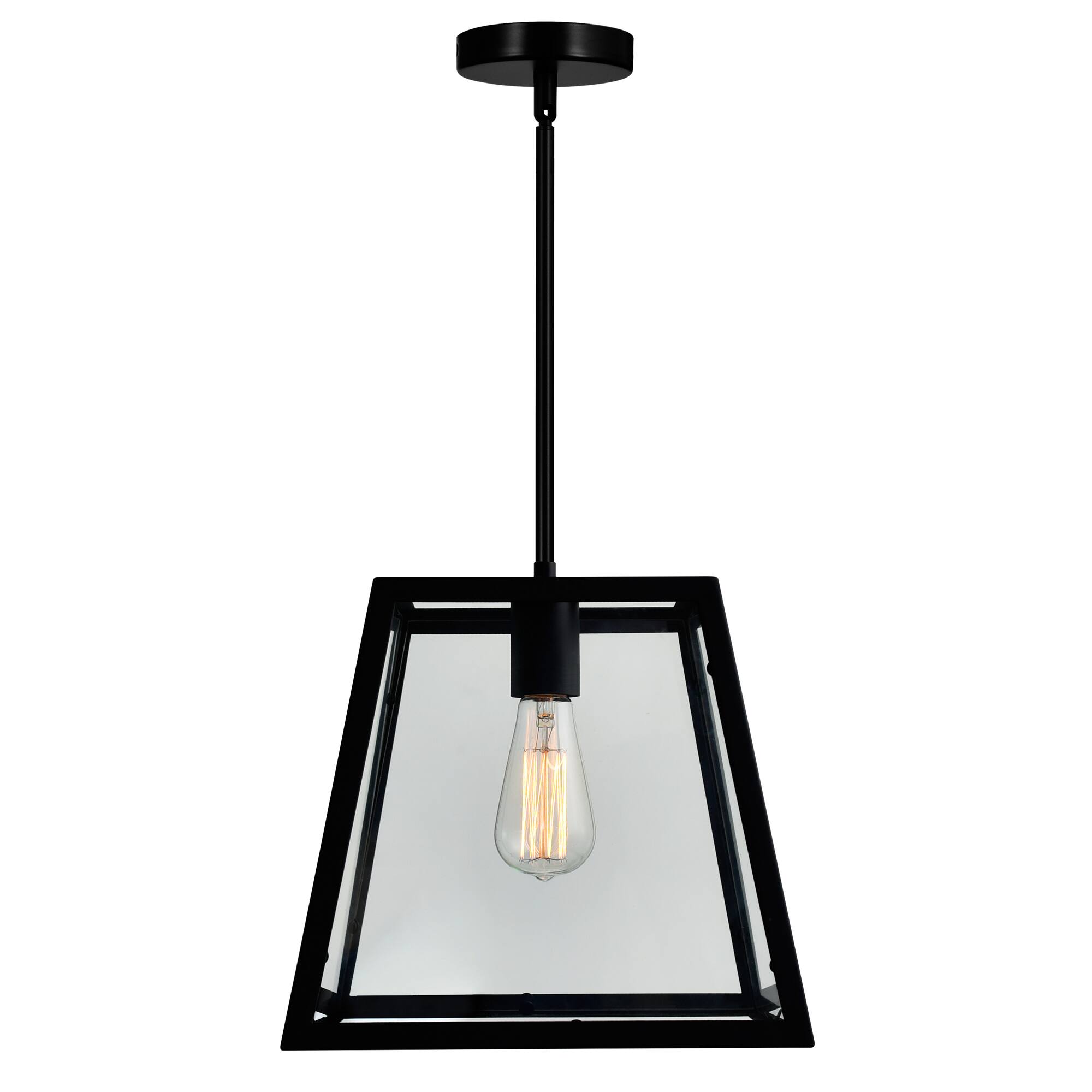 Back. CWI Lighting - Alyson 1 Light Down Mini Pendant With Black Finish - Black.
