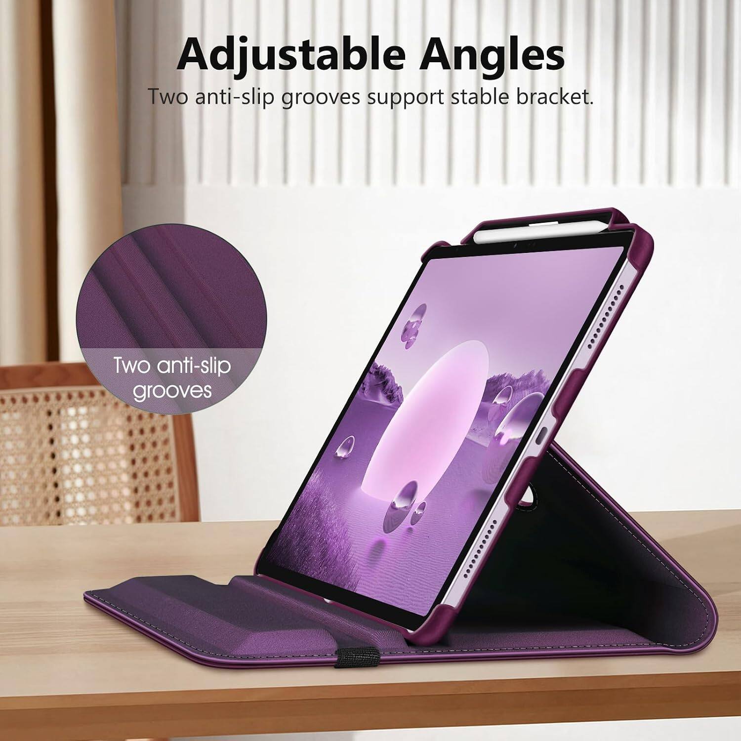 Adjustable Angles  
Two anti-slip grooves support stable bracket.  
Two anti-slip grooves