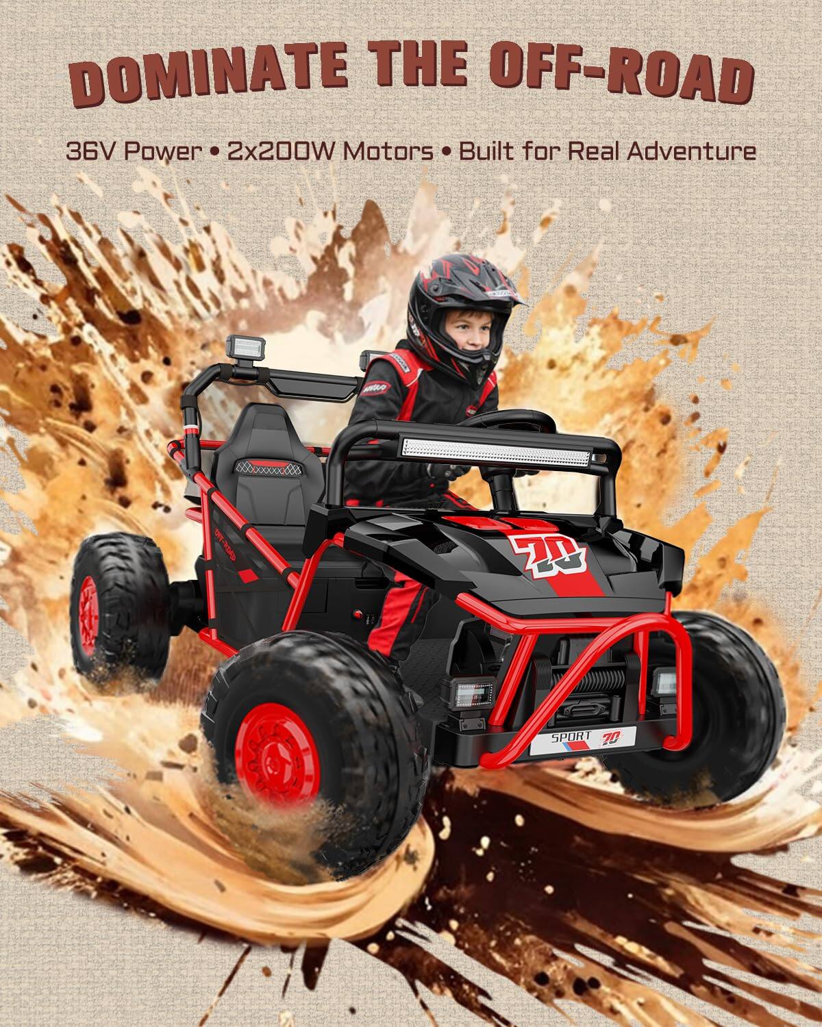 DOMINATE THE OFF-ROAD  
36V Power • 2x200W Motors • Built for Real Adventure  
SPORT 70
