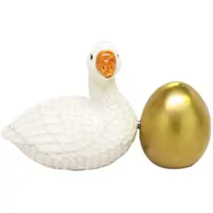 Front. Pacific Trading - Goose and Golden Egg Attractives Ceramic Magnetic Salt and Pepper Shaker Set - Multicolor.