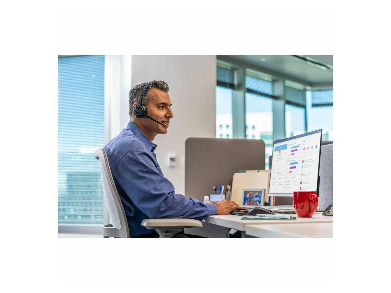 Alt View 1. Poly - Poly Savi 8200 Office 8210 Mono Wireless Headset - Bluetooth/DECT 6.0 - Noise Cancelling Mic - Black.