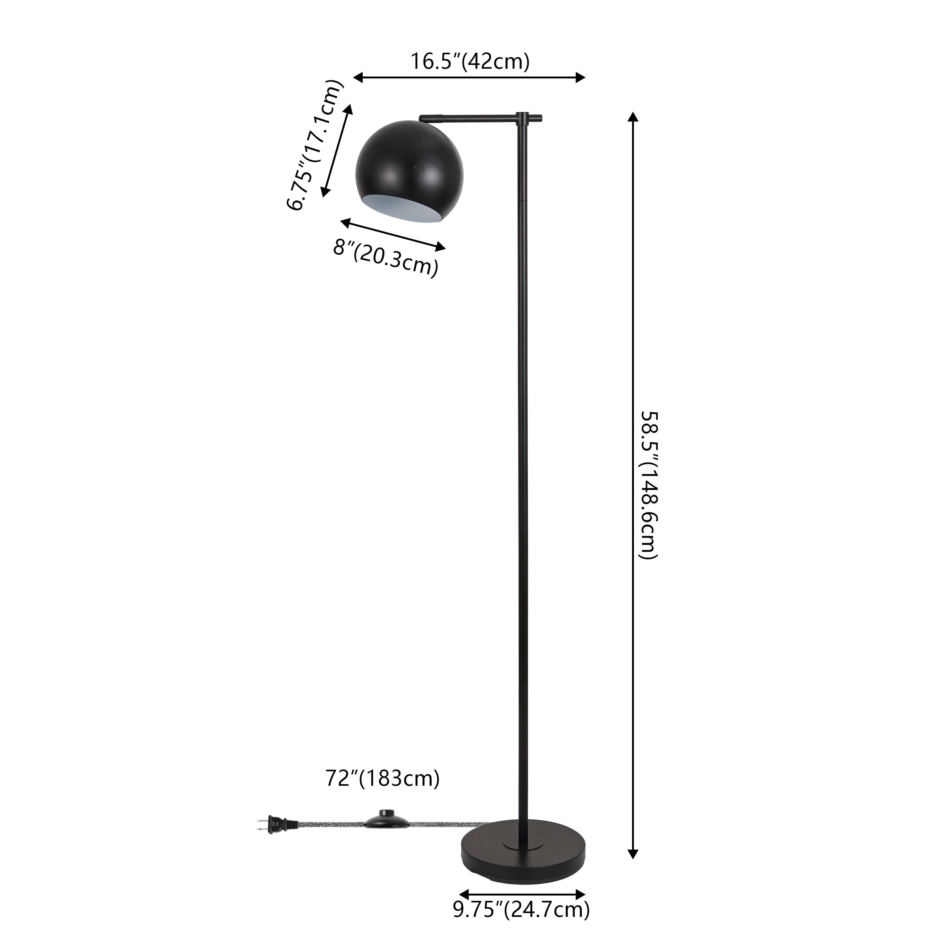 16.5" (42cm)  
6.75" (17.1cm)  
8" (20.3cm)  
58.5" (148.6cm)  
72" (183cm)  
9.75" (24.7cm)