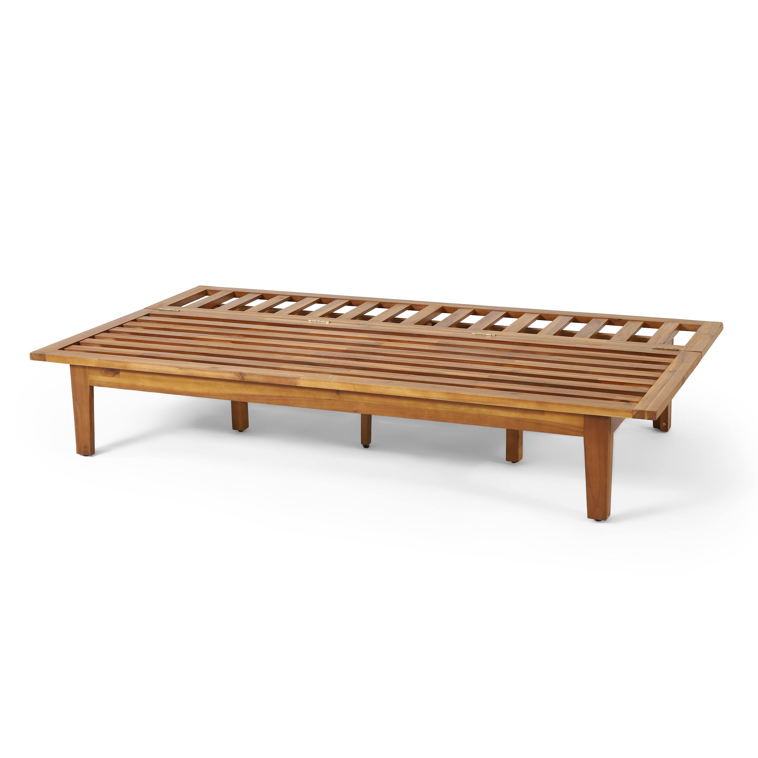 Alt View 4. Mondawe - Acacia Wood Convertible Daybed with Water-Resistant Cushions - Beige.