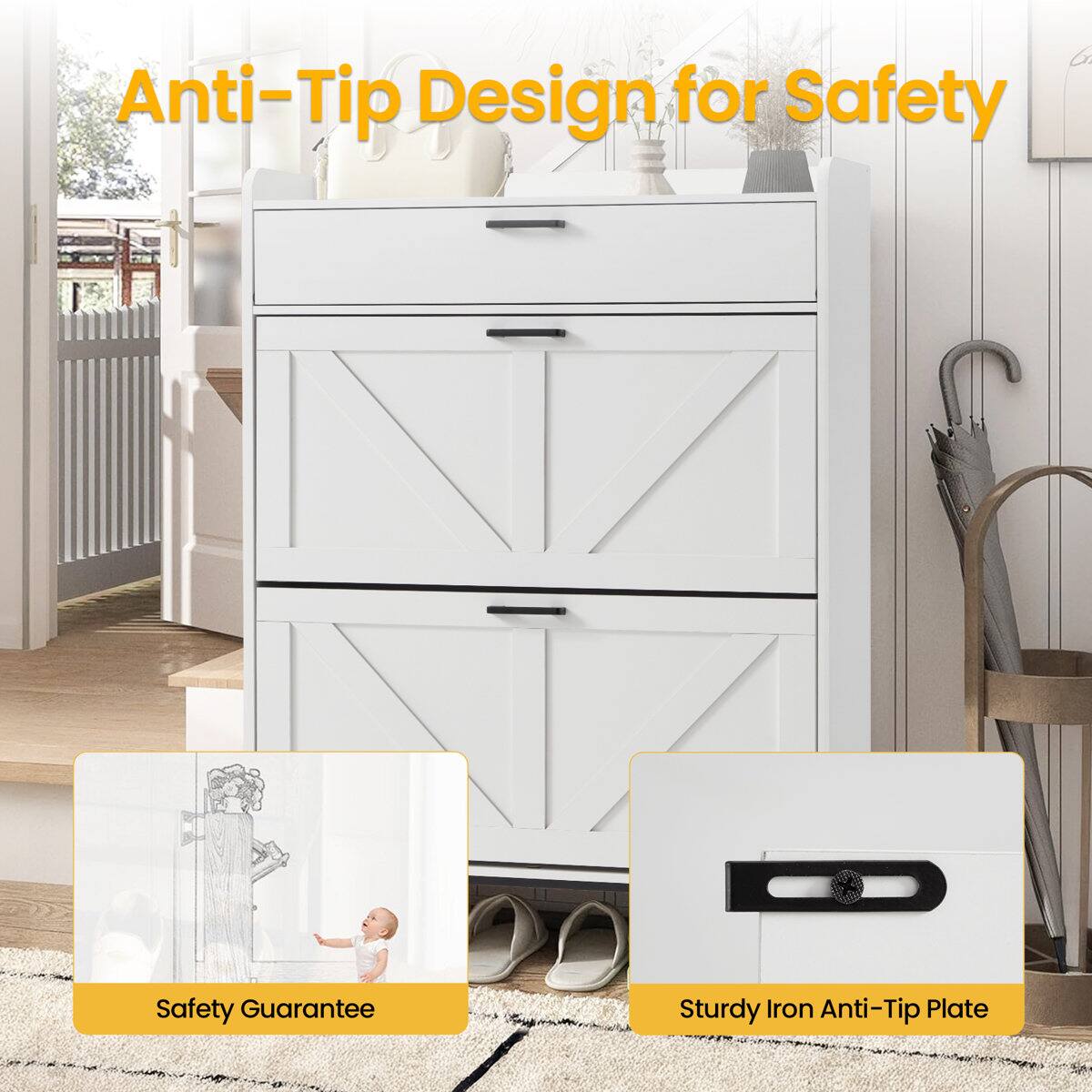 Anti-Tip Design for Safety

Safety Guarantee

Sturdy Iron Anti-Tip Plate