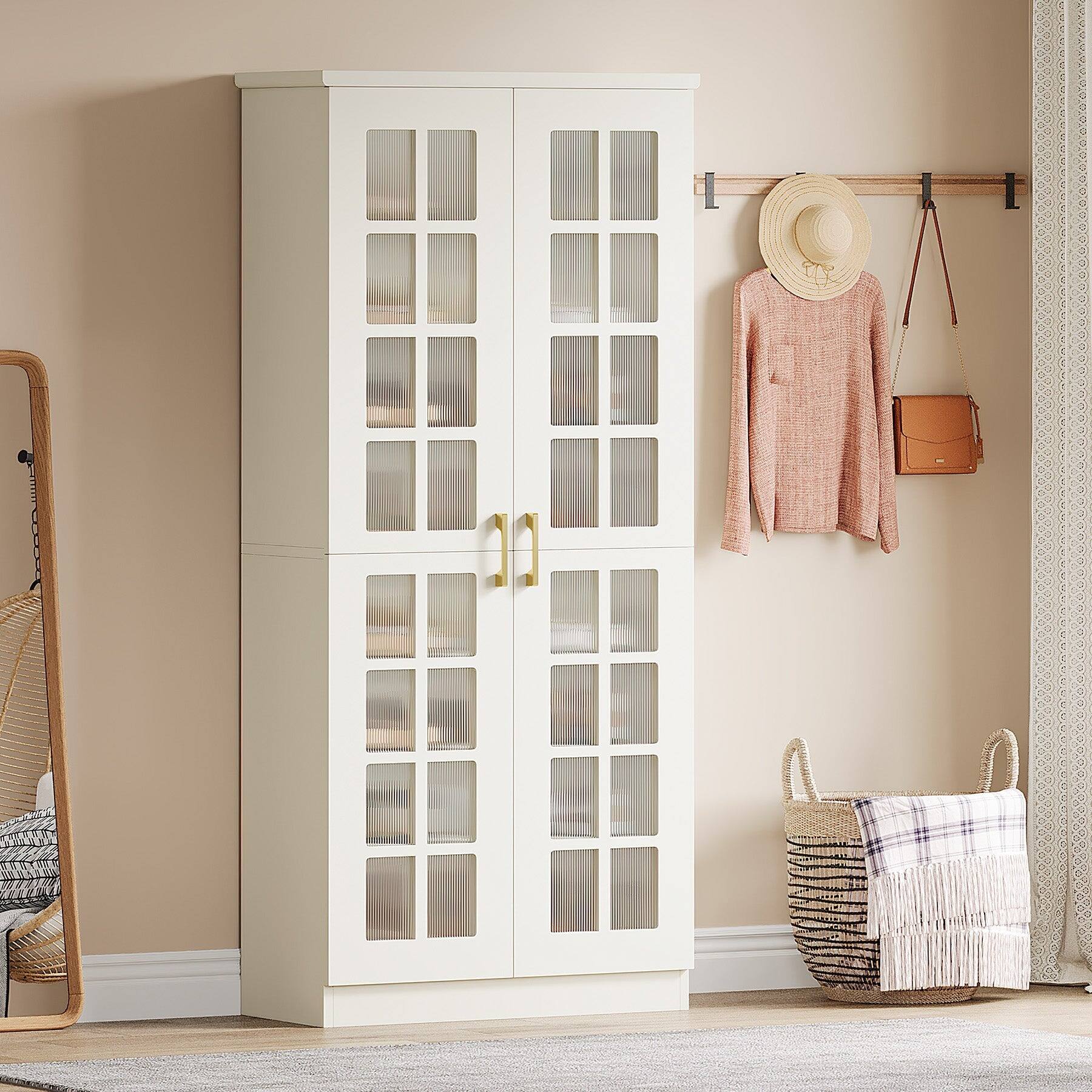 Angle. Tribesigns - Office Storage Cabinet, For Everyday Organization in Workspaces and Office Reception Areas - White.