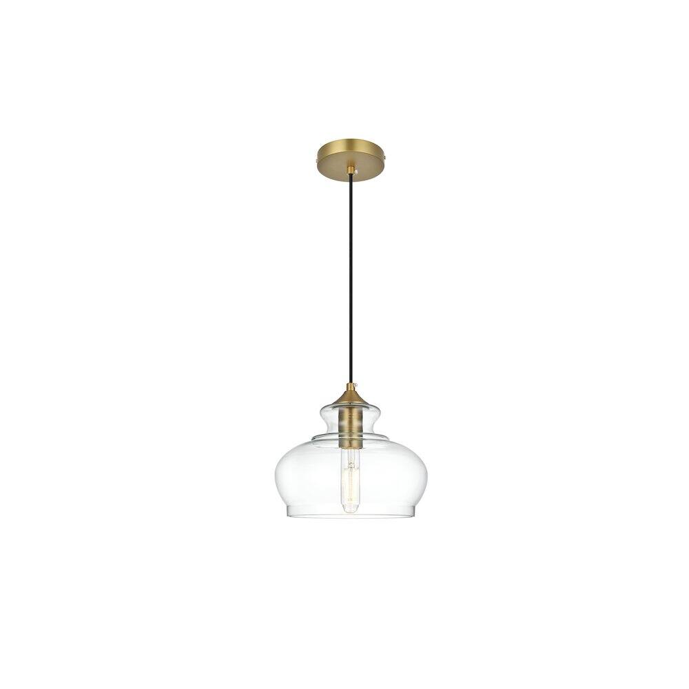 Alt View 1. Living District - Destry 9.5 Inch Pendant Clear Shade in Satin Gold - Satin Gold And Clear.
