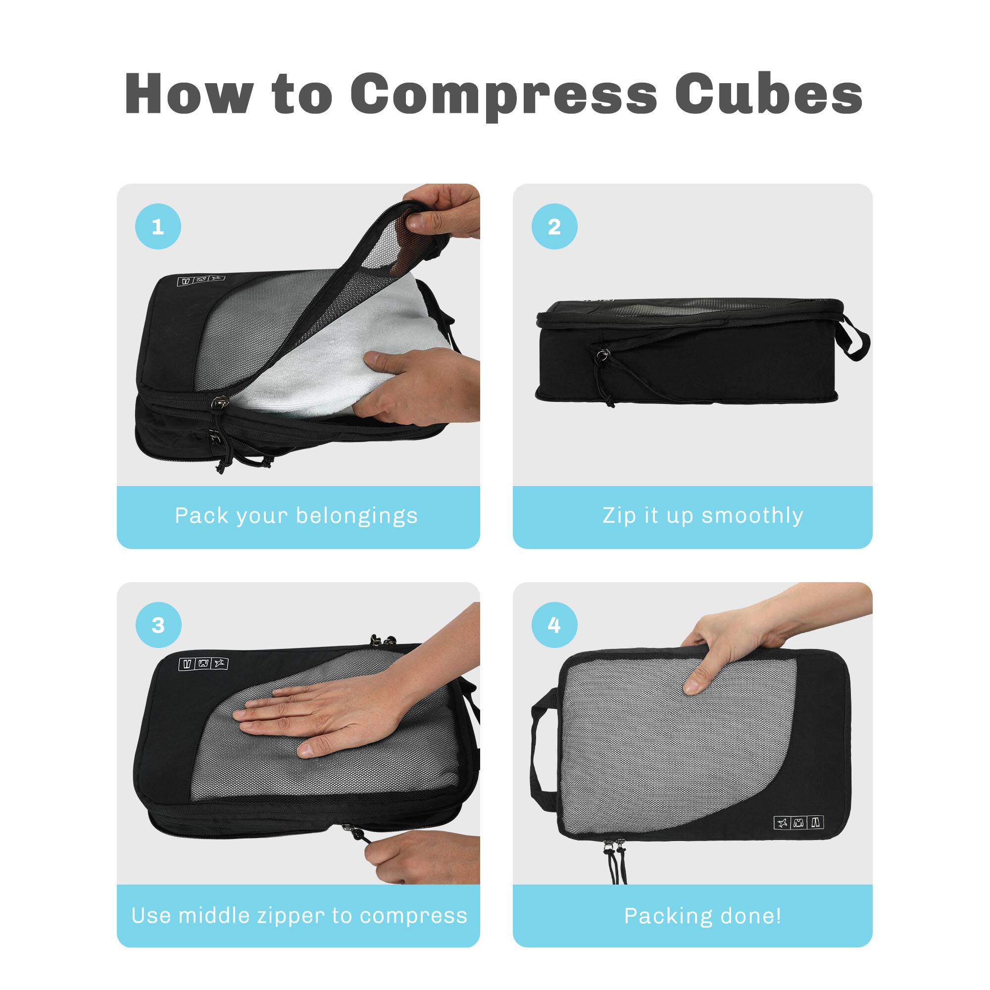 Hynes Eagle Compression Packing Cubes 4 Piece Set Black - Best Buy