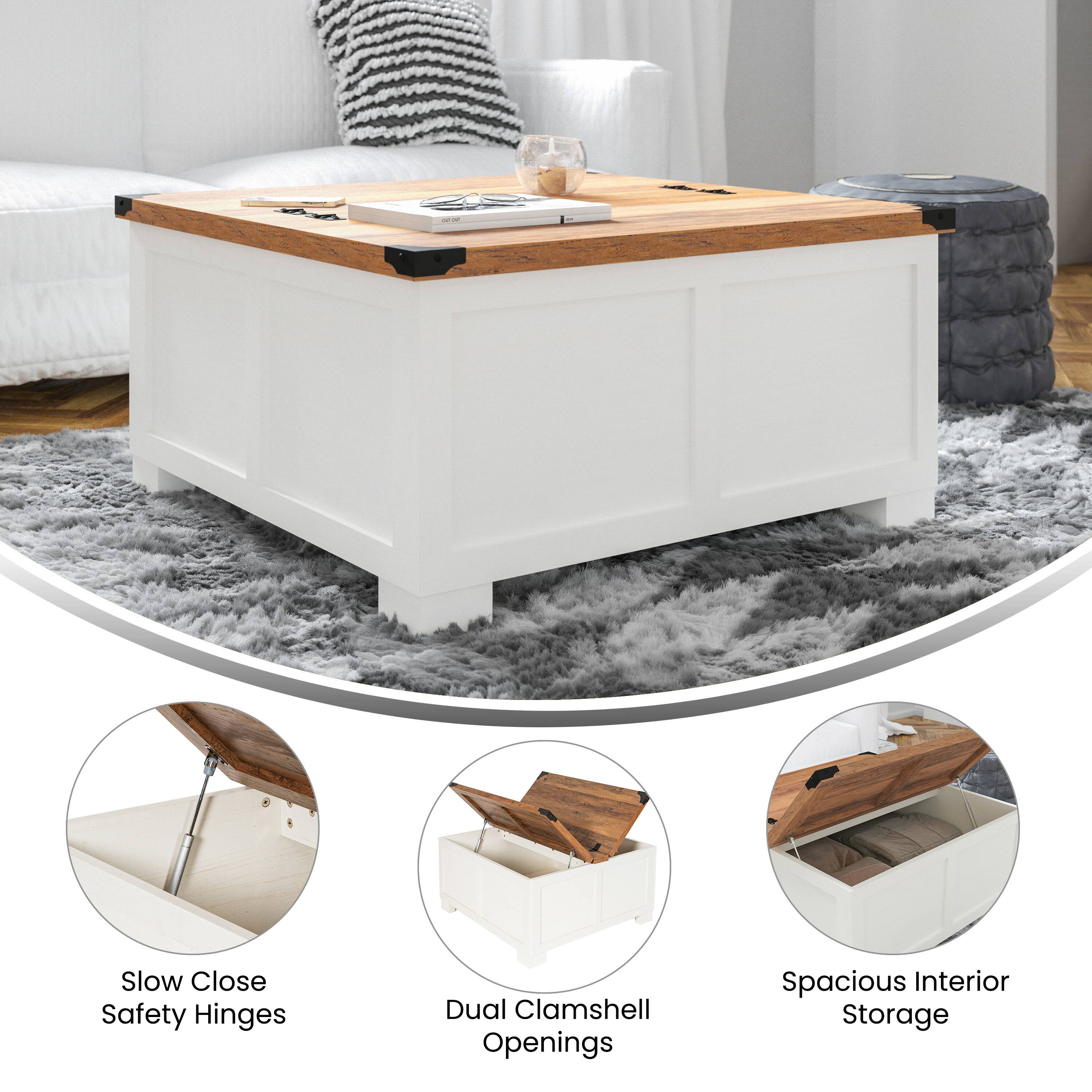 Emma + Oliver Marella Farmhouse Coffee Table with Clamshell Style ...