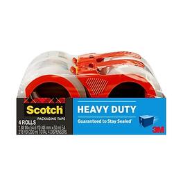 Scotch - Heavy Duty Packing Tape with Dispenser, 1.88" x 54.6 yds., 4/Pack - Clear