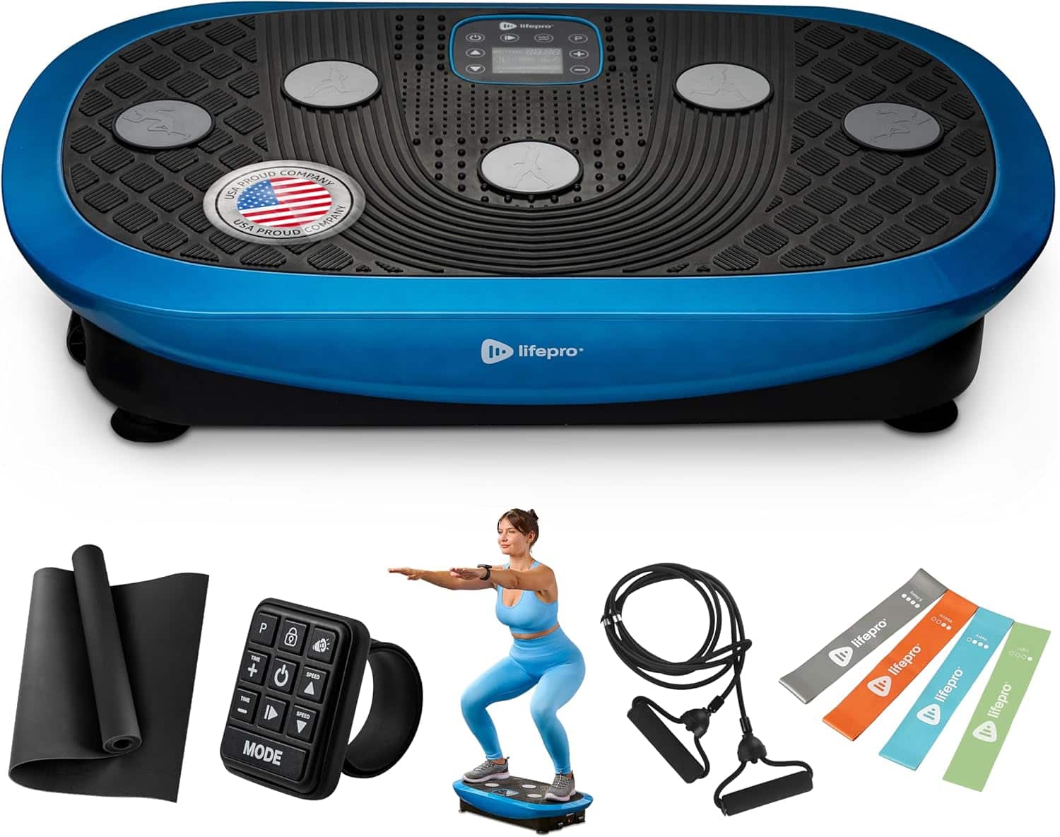 LifePro - Rumblex Plus 4D Vibration Plate Machine for Full Body Workout and Recovery - Blue