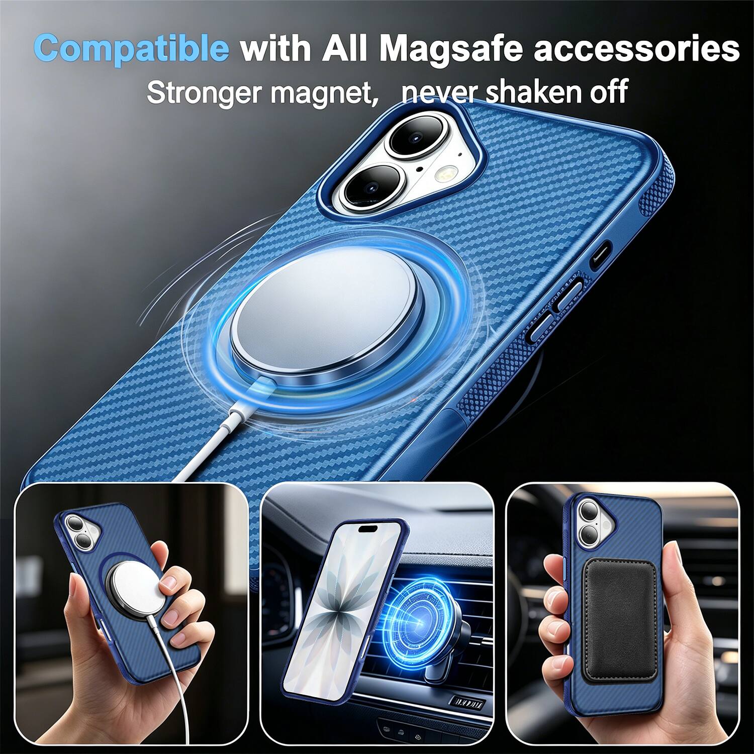 Compatible with All Magsafe accessories  
Stronger magnet, never shaken off