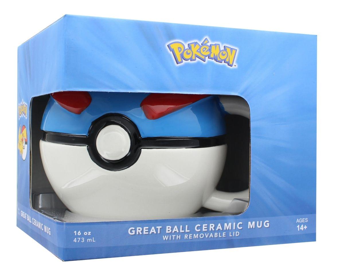 Pokémon Great Ball Ceramic Mug 16 oz 473 mL Ball Ceramic Mug Great Lid with Removable Ages 14+