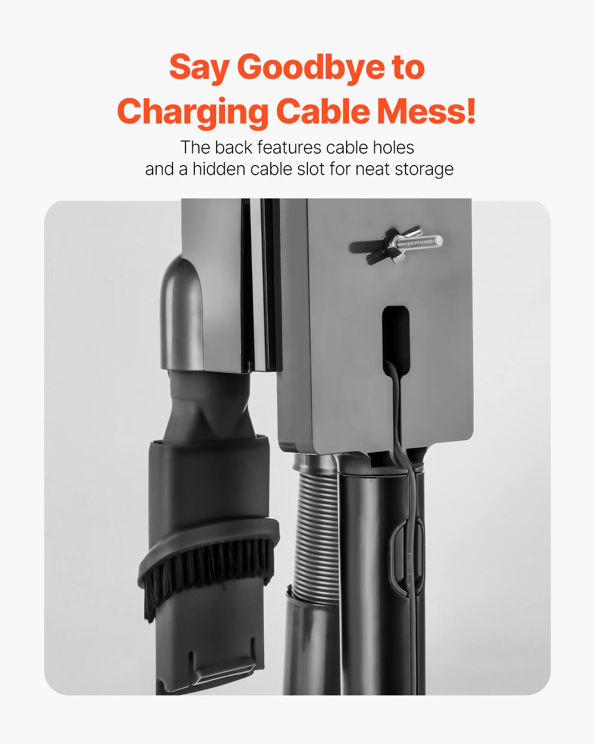 Say Goodbye to Charging Cable Mess!

The back features cable holes and a hidden cable slot for neat storage.