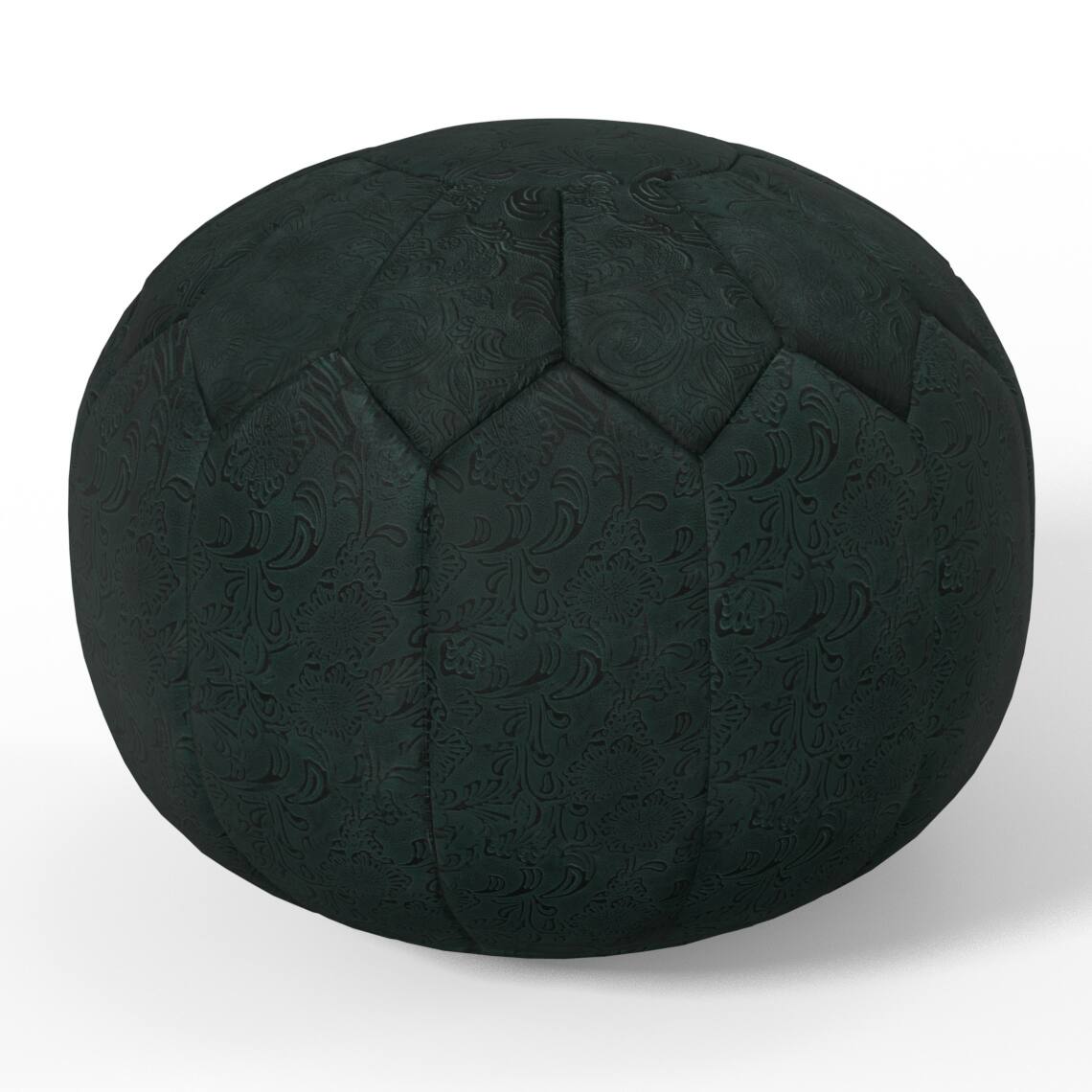 Angle. Simpli Home - Drury Round Pouf - Teal.