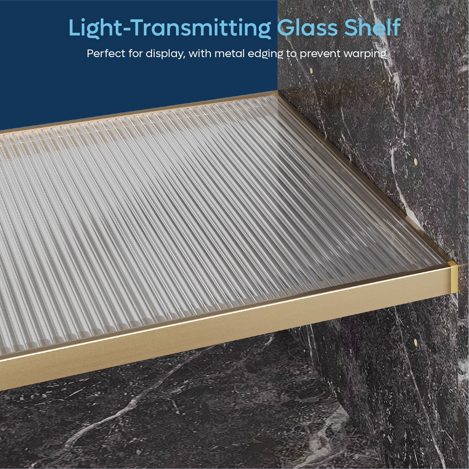 Light-Transmitting Glass Shelf: Perfect for display, with metal edging to prevent warping.